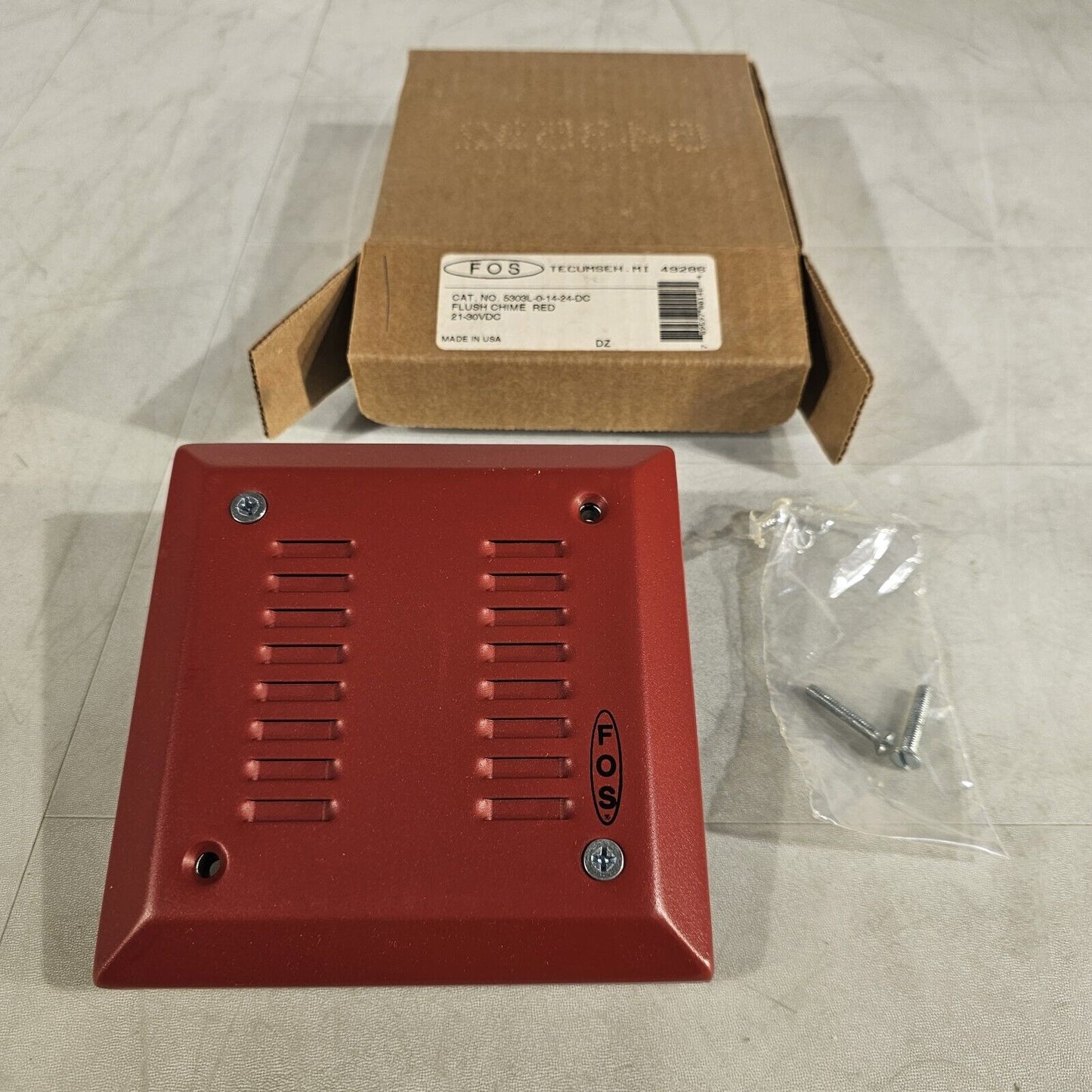 Faraday FOS 5303L-0-14-24-DC Flush Chime Red 21-30VDC Fire Alarm 5303