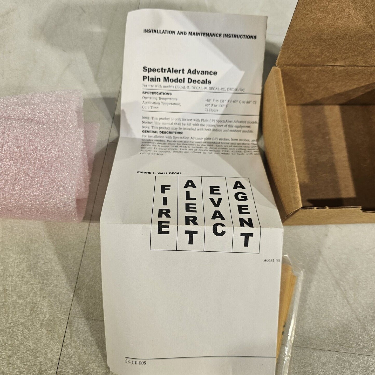 System Sensor DECAL-WC White Ceiling Decals for SpectrAlert Honeywell Fire Alarm