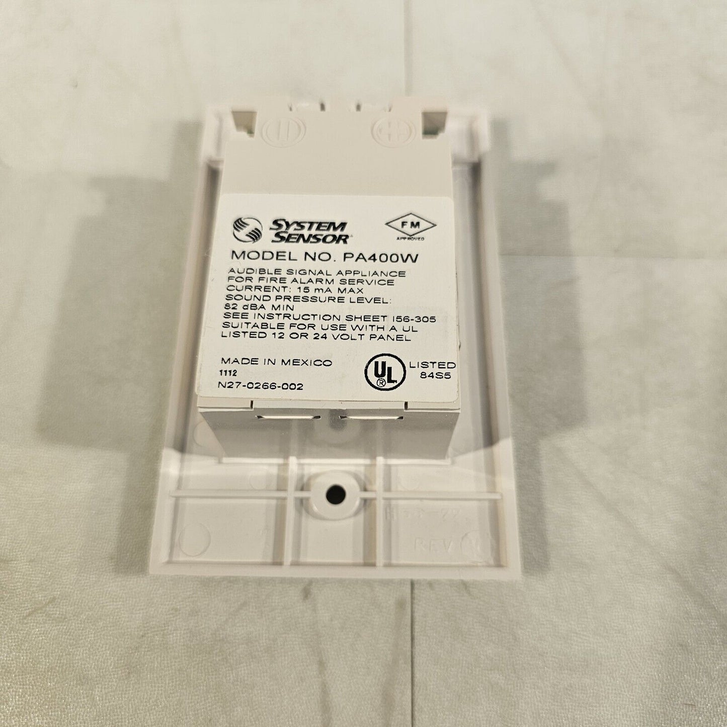 System Sensor PA400W Mini-Alert Sounder White Pa400 Series Alarm 12v To 30v DC