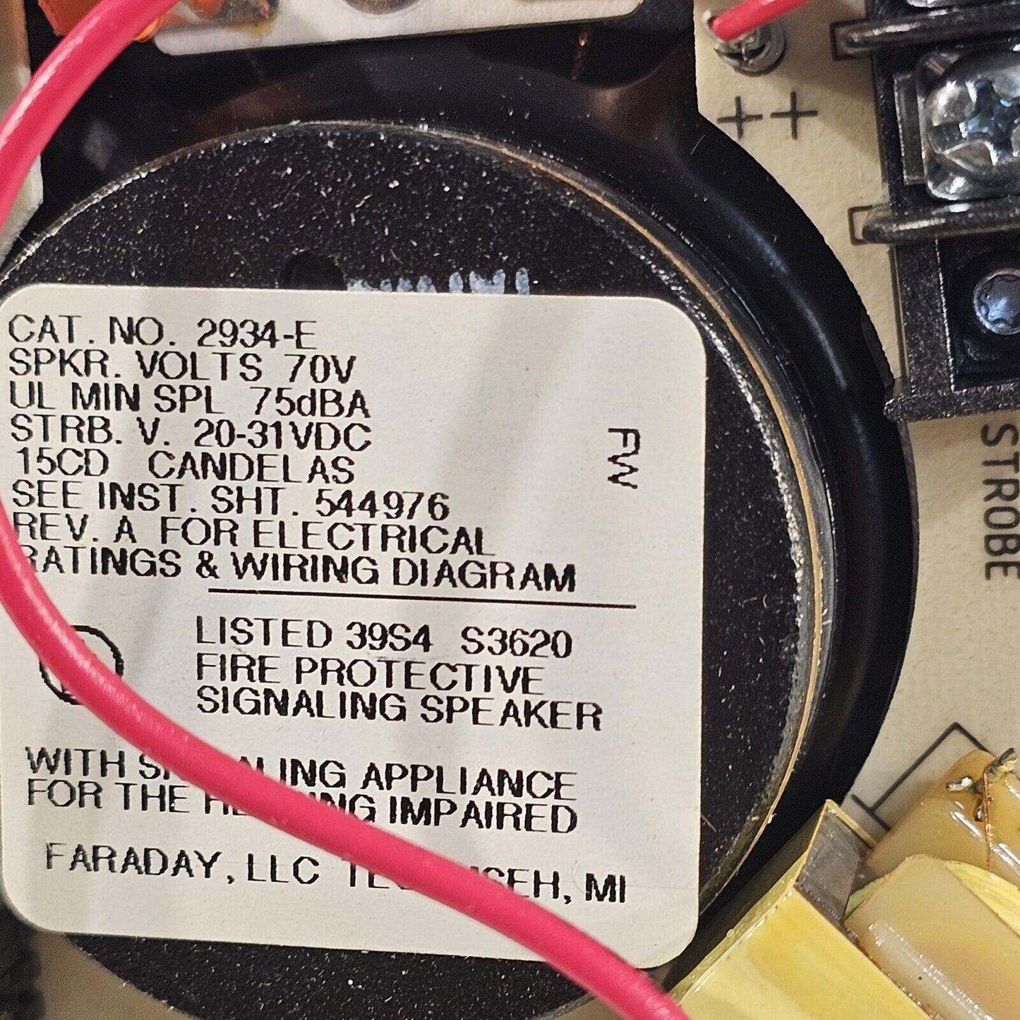 Faraday FOS 2934B-E-21-70V Speaker Strobe SOF White 15/75 Siemens 2934