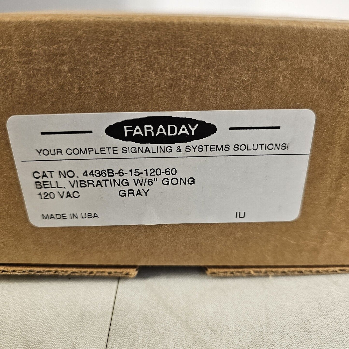 Faraday FOS Vibrating Bell w/ 6" Gong 120VAC Gray 4436B-6-15-120-60 Vintage Fire