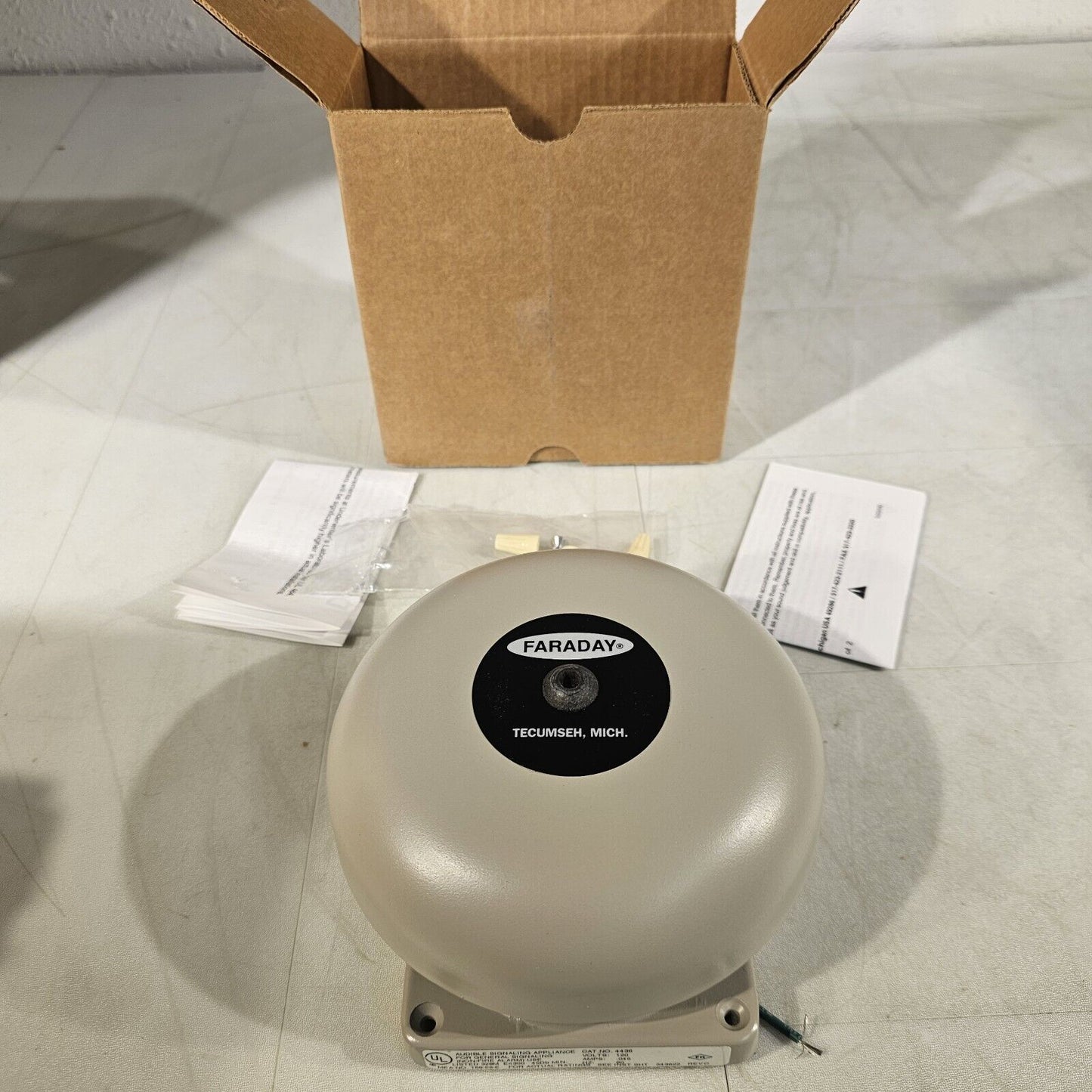 Faraday FOS Vibrating Bell w/ 6" Gong 120VAC Gray 4436B-6-15-120-60 Vintage Fire