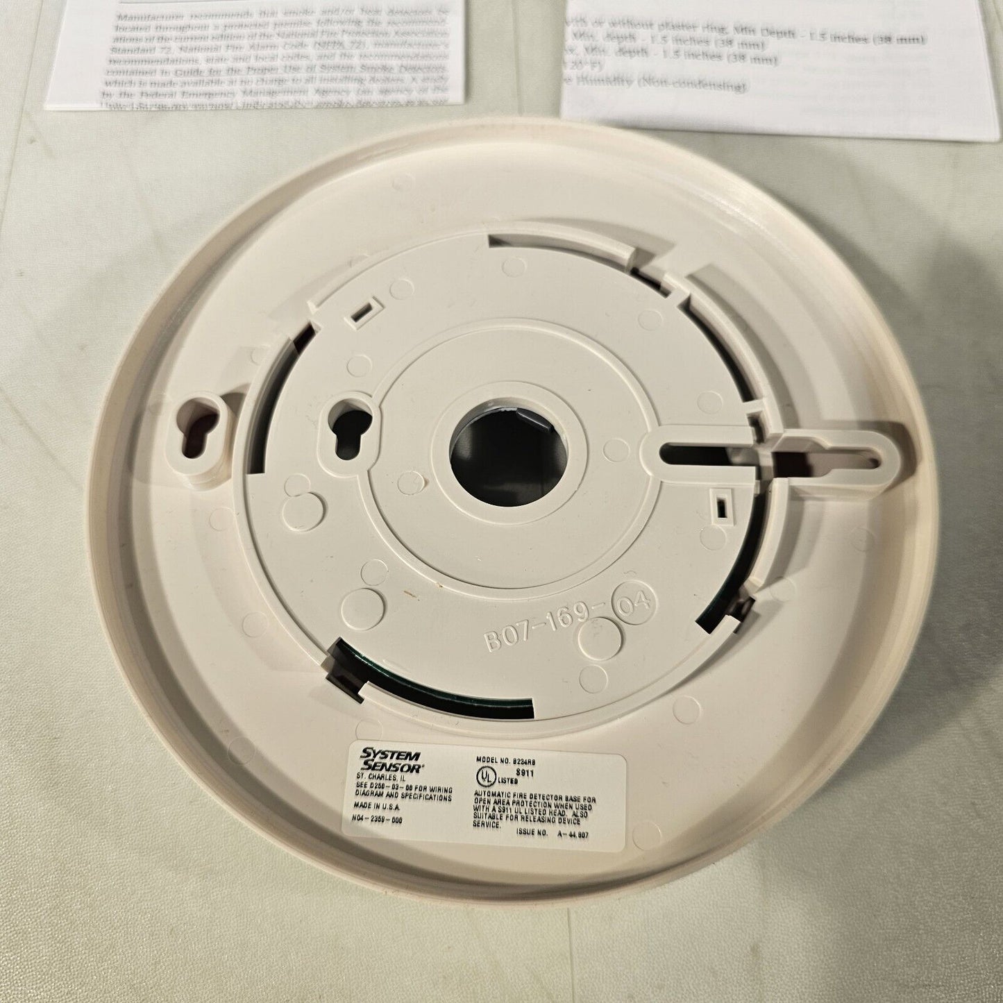 System Sensor B224RB Intelligent Smoke Detector Relay Base Honeywell