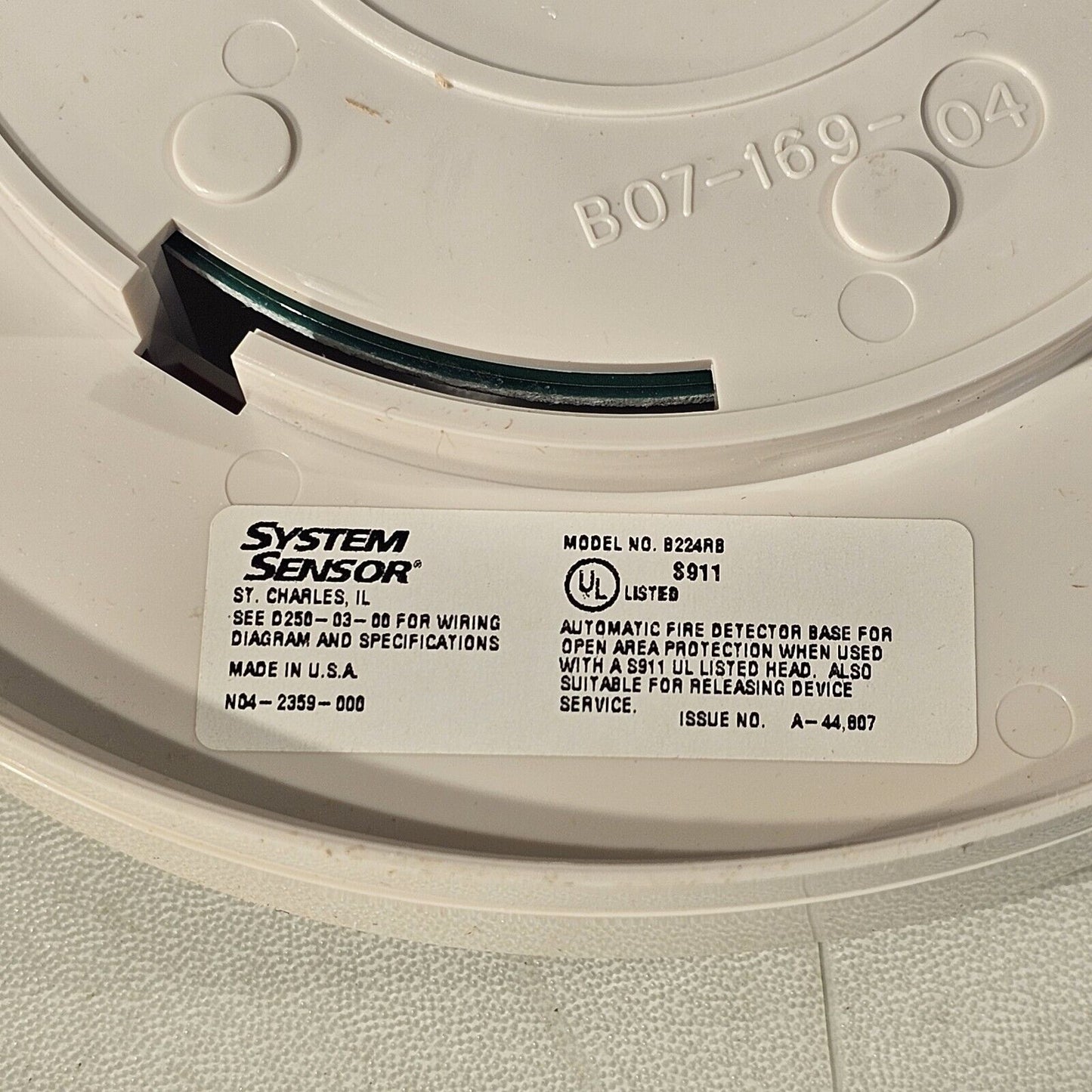 System Sensor B224RB Intelligent Smoke Detector Relay Base Honeywell