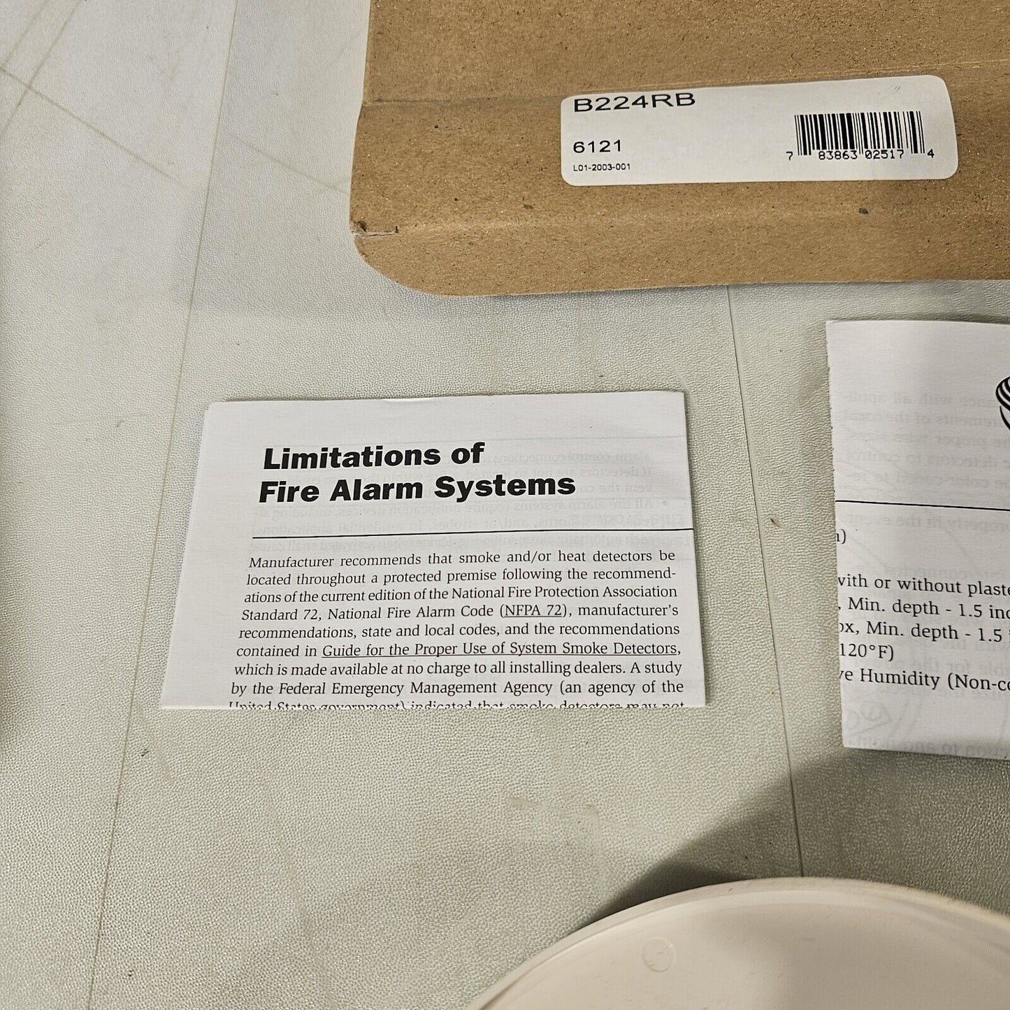 System Sensor B224RB Intelligent Smoke Detector Relay Base Honeywell