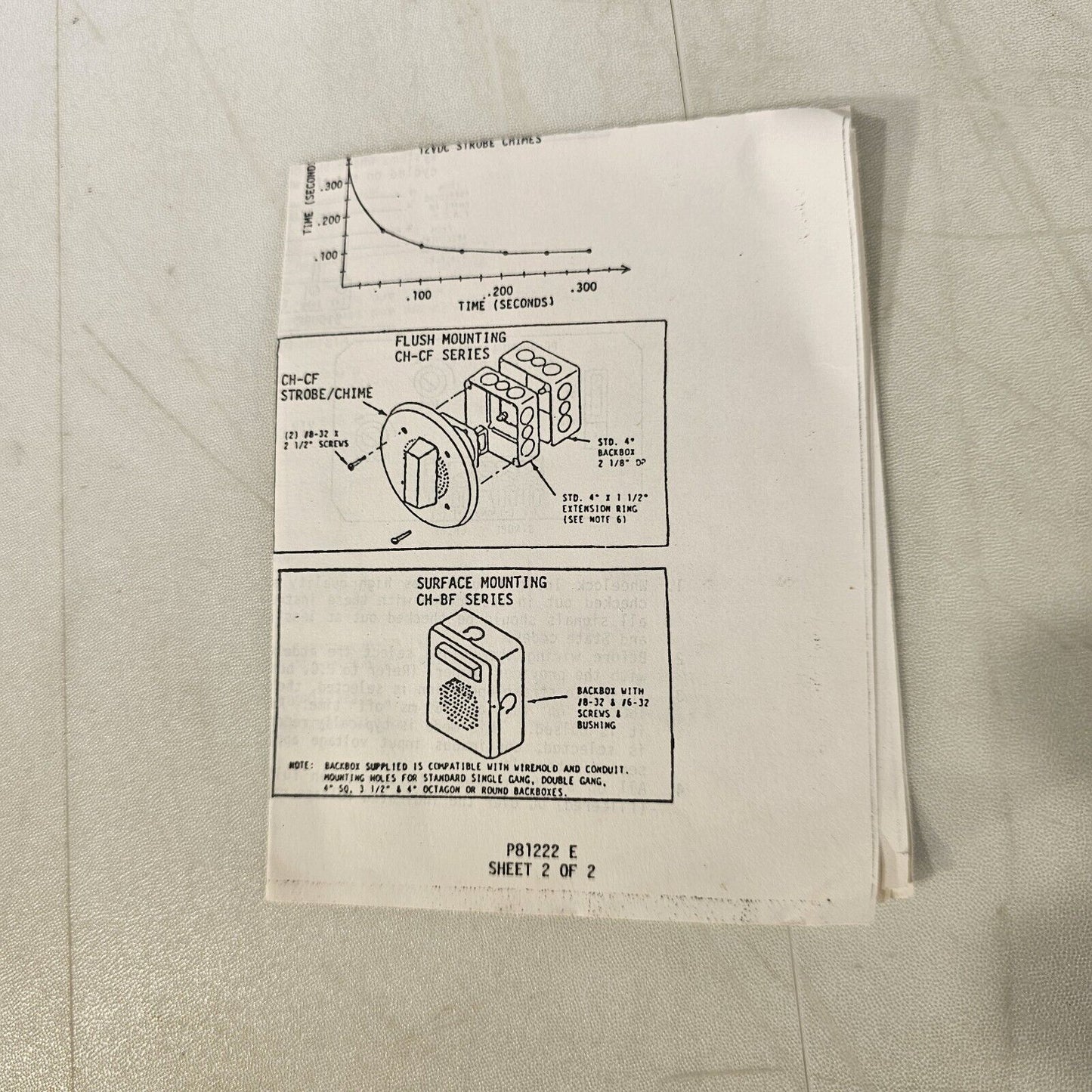 Wheelock CH-DF1-WS-24-VF-R Strobe Chime 786697-03237 24VDC Fire Alarm 1980s