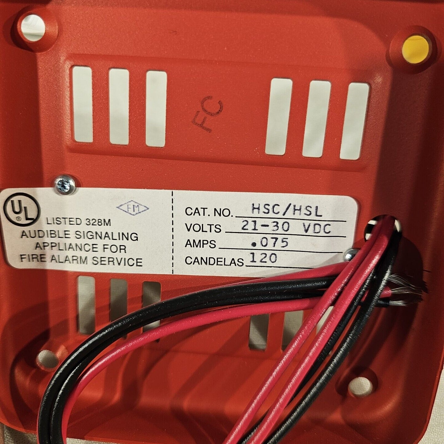 Vintage FCI GAMEWELL HSC/HSL Fire Alarm Surface Strobe 24VDC Red 134-35546 High