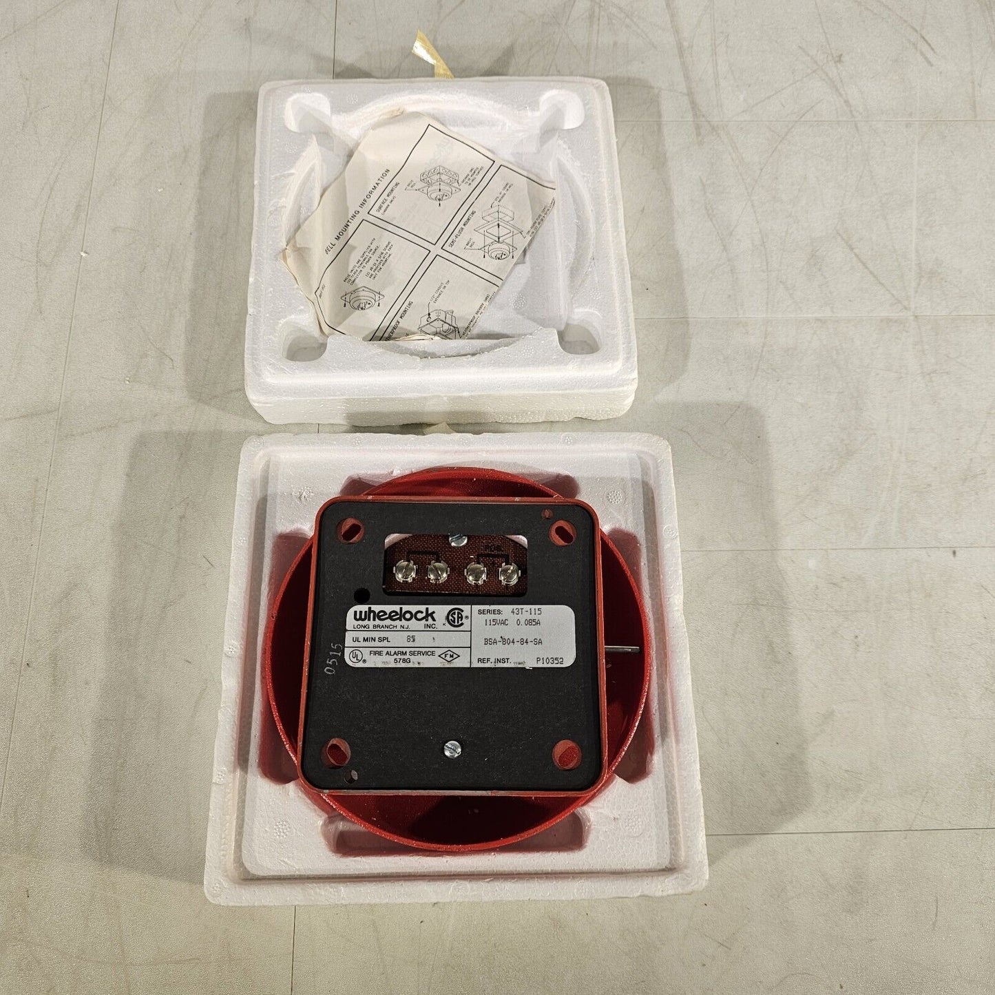 WHEELOCK 43T-G6-115 Fire Alarm Bell Outdoor 115 VAC 6" Red Gong Vintage 1988