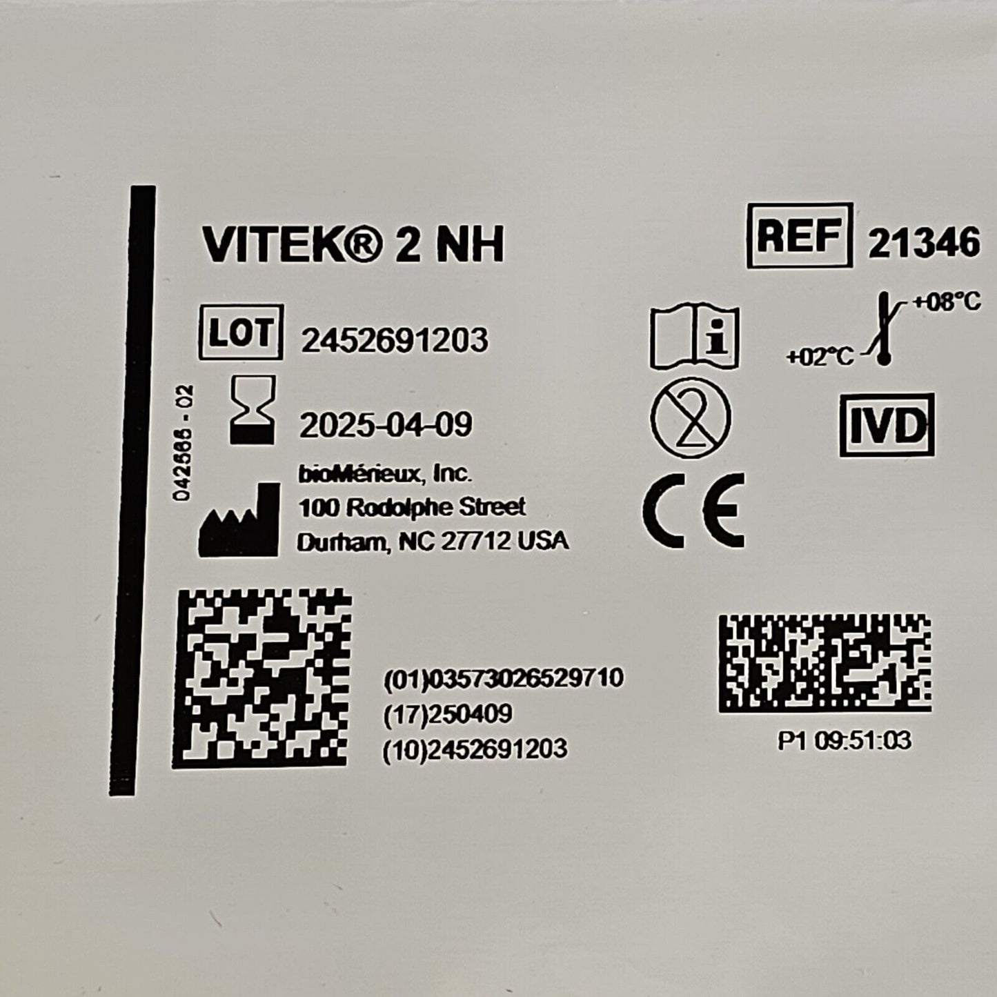 BioMerieux Vitek 2 NH Test Kit Reagent Card 21346 - 1 Card