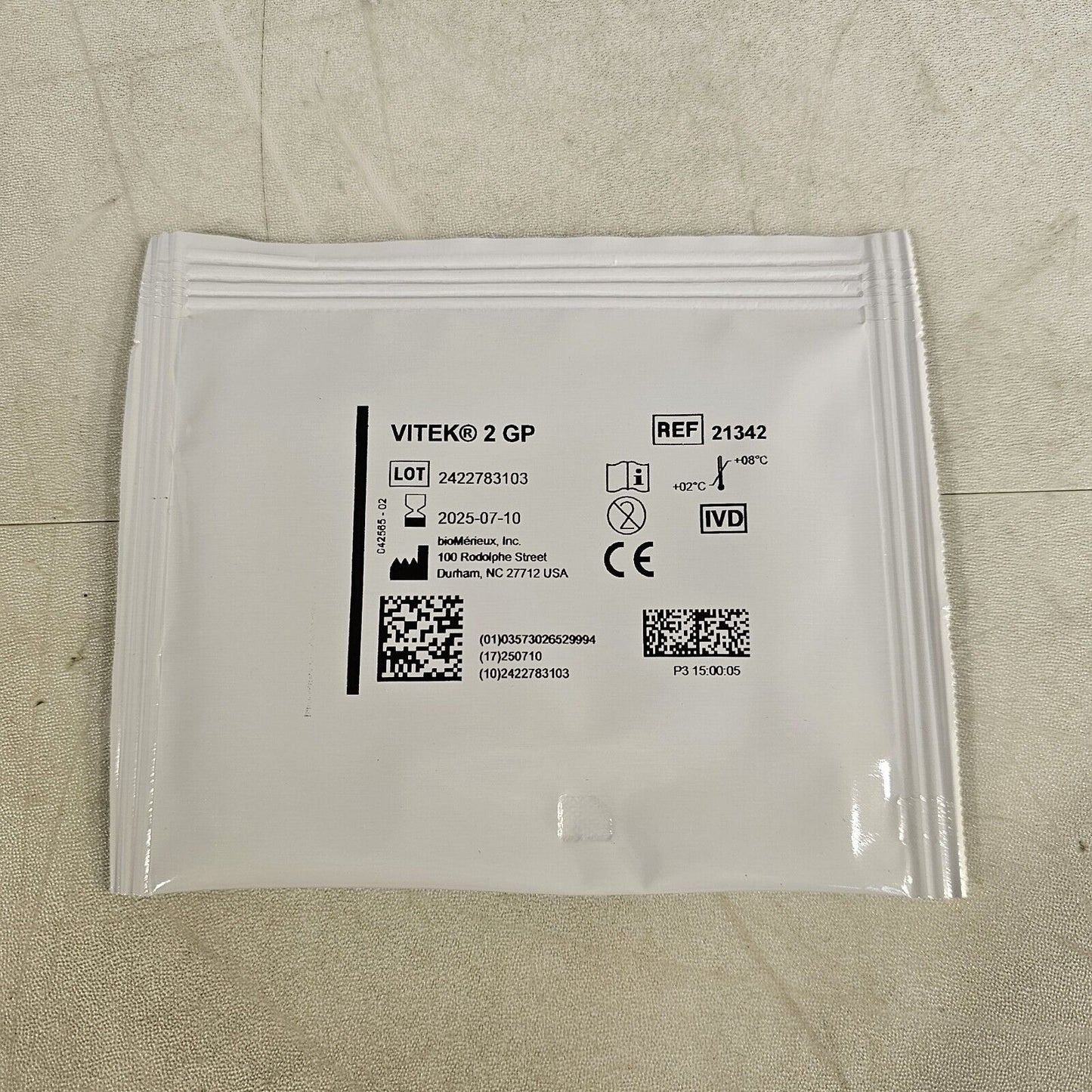 BioMerieux Vitek 2 GP Test Kit Reagent Card 21342 - 1 Card