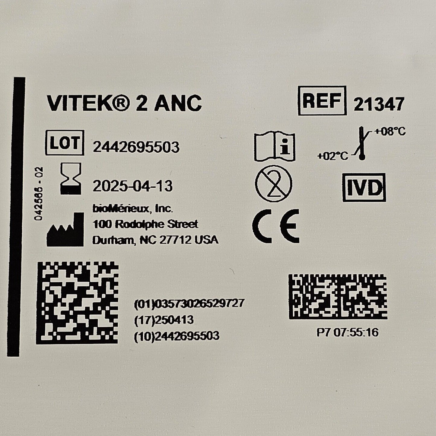 BioMerieux Vitek 2 ANC Test Kit Reagent Card 21347 - 1 Card