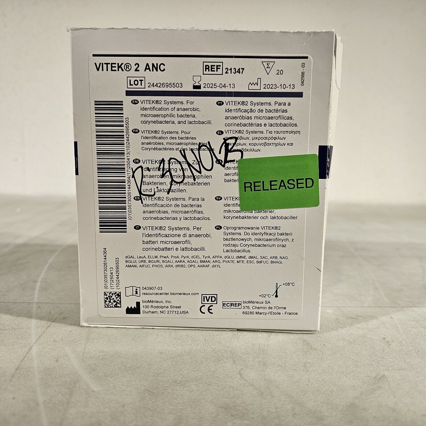 BioMerieux Vitek 2 ANC Test Kit Reagent Card 21347 - 1 Card
