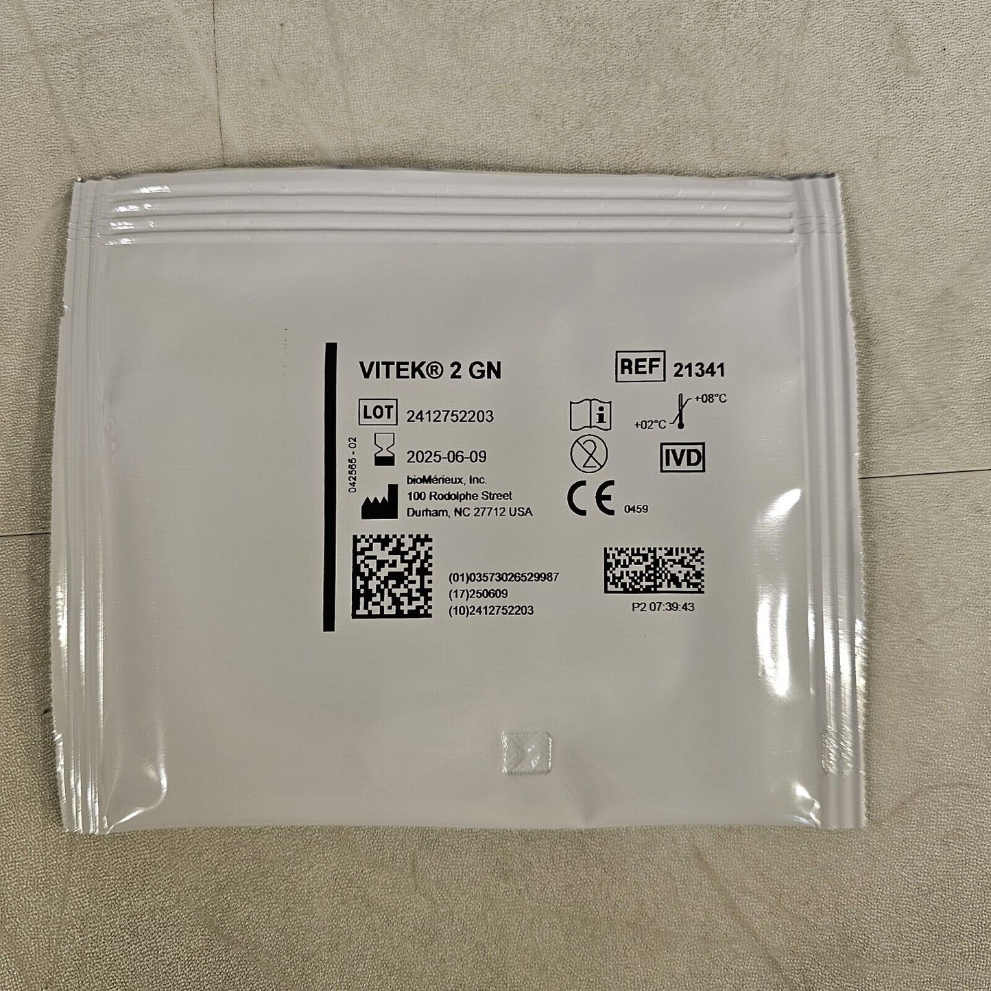 BioMerieux Vitek 2 GN Test Kit Reagent Card 21341 - 1 Card