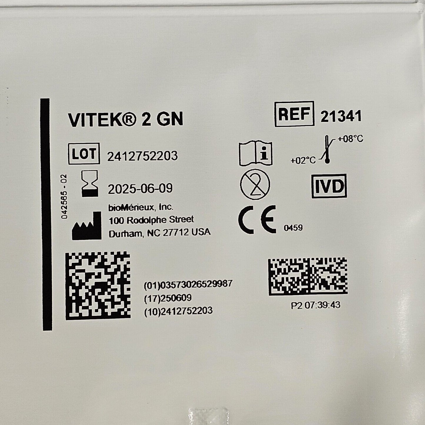 BioMerieux Vitek 2 GN Test Kit Reagent Card 21341 - 1 Card
