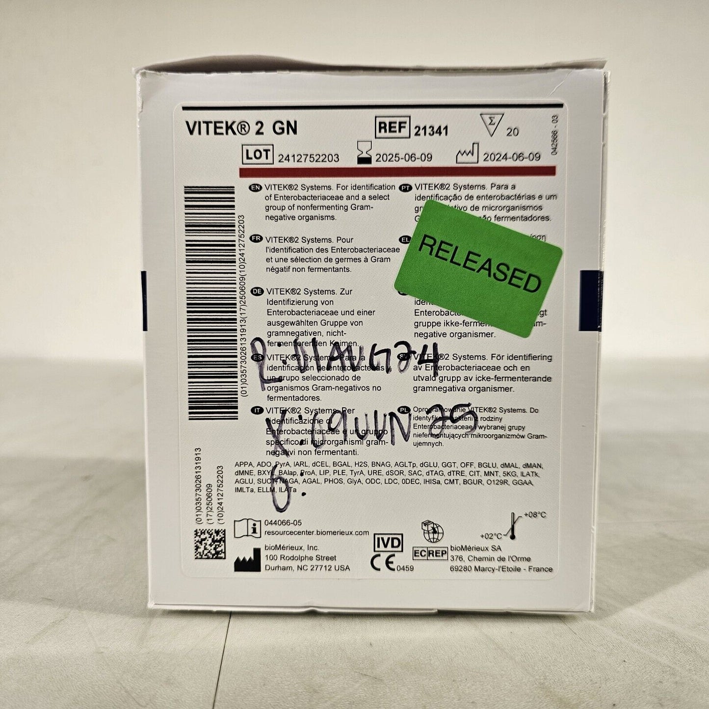 BioMerieux Vitek 2 GN Test Kit Reagent Card 21341 - 1 Card