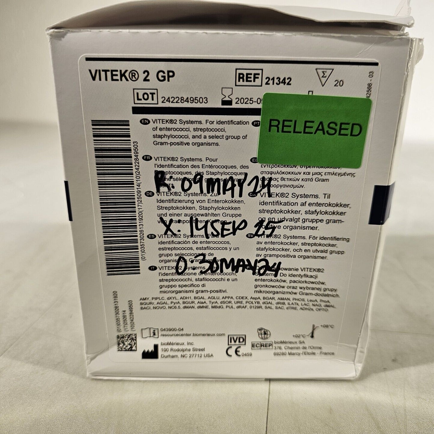 BioMerieux Vitek 2 GP Test Kit Reagent Card 21342 - 1 Card