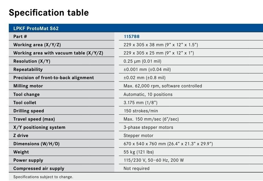 LPKF Protomat S62 PCB Milling Machine Circuit Board Plotter w/ Camera Upgrade