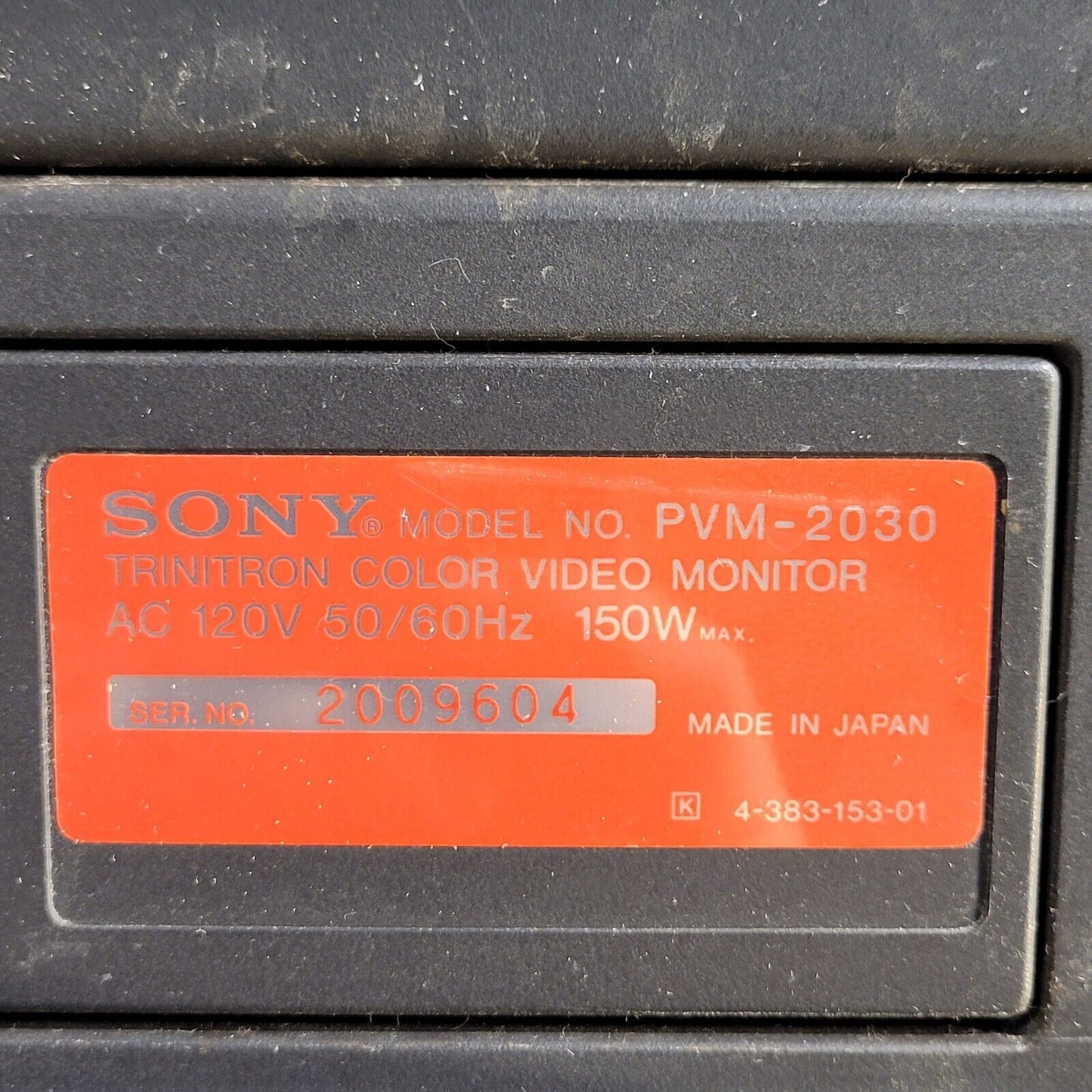 Vintage 1989 Sony PVM-2030 20� Trinitron RGB CRT TV Television Monitor Working