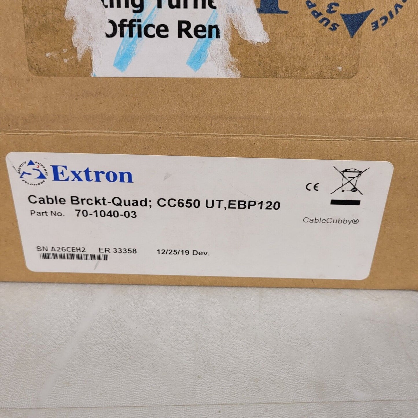 Extron 70-1040-03 Cable Cubby Cable Bracket Kit Quad - 4 Cable bracket