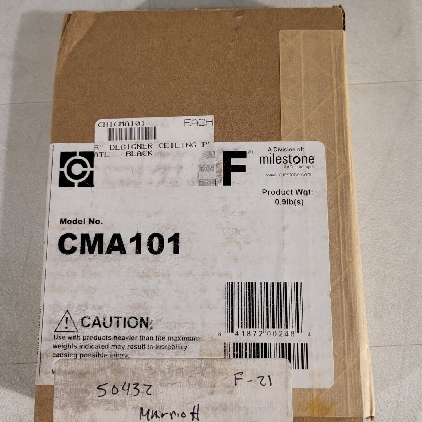 Chief CMA101 5" Designer Ceiling Plate with 1-1/2" NPT Opening - Black