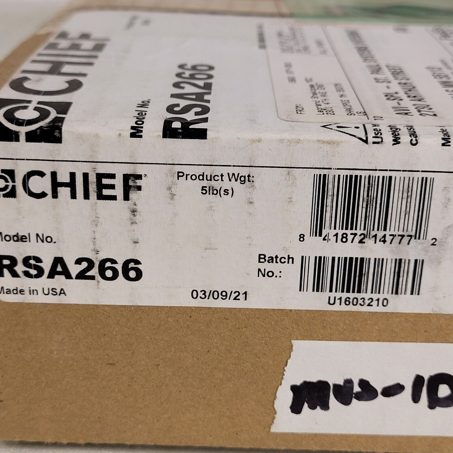 Chief RDA266 Mini Custom RPA Projector Mount with SSB266 Interface Bracket