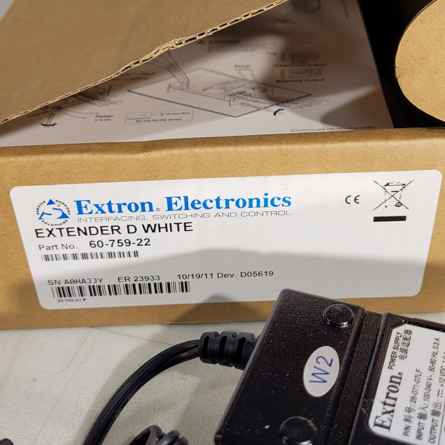 Extron 60-759-22 Extender D Audio & VGA Inputs White