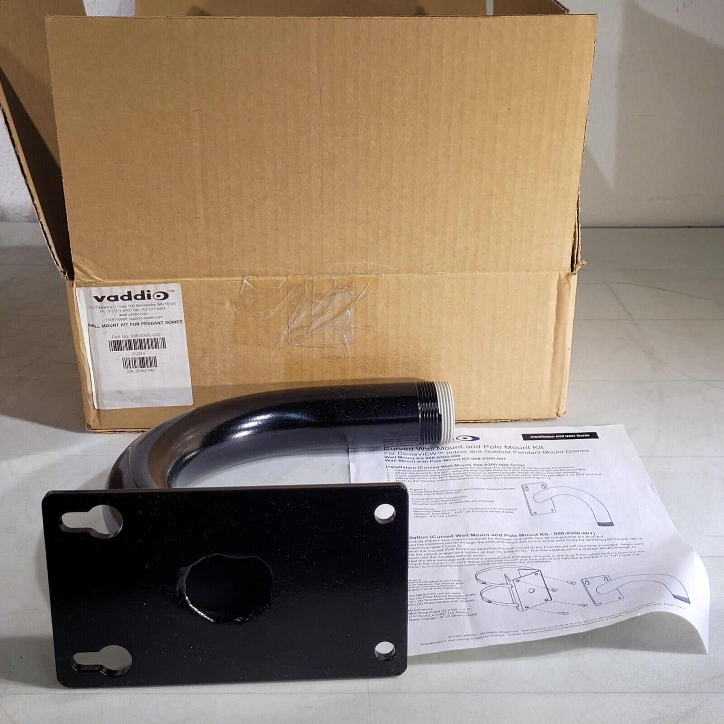 Vaddio 998-9300-000 Wall Mounting Kit for Indoor and Outdoor Pendant Domes