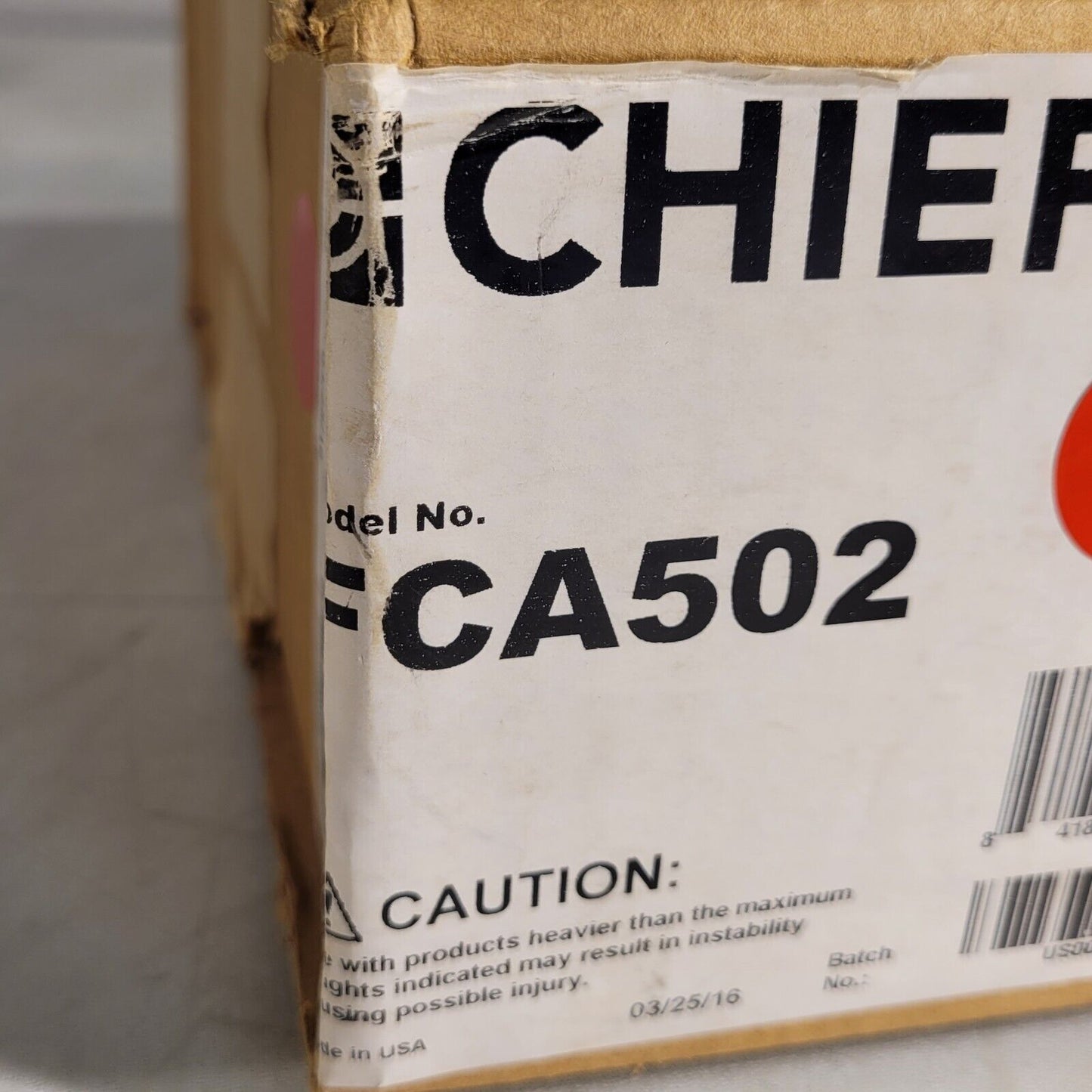 Chief FCA502 FUSION 8" Upper VC Shelf Adjustable Hight