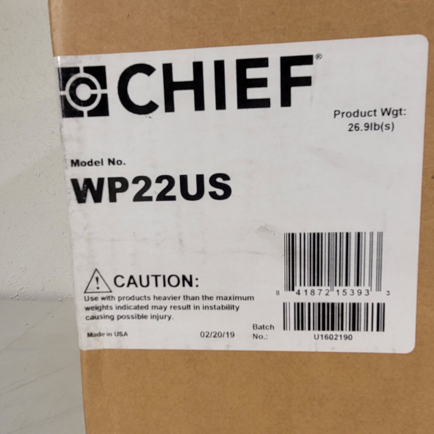 Chief WP22US Ultra Short Throw & Universal Projector Mount Kit 40"