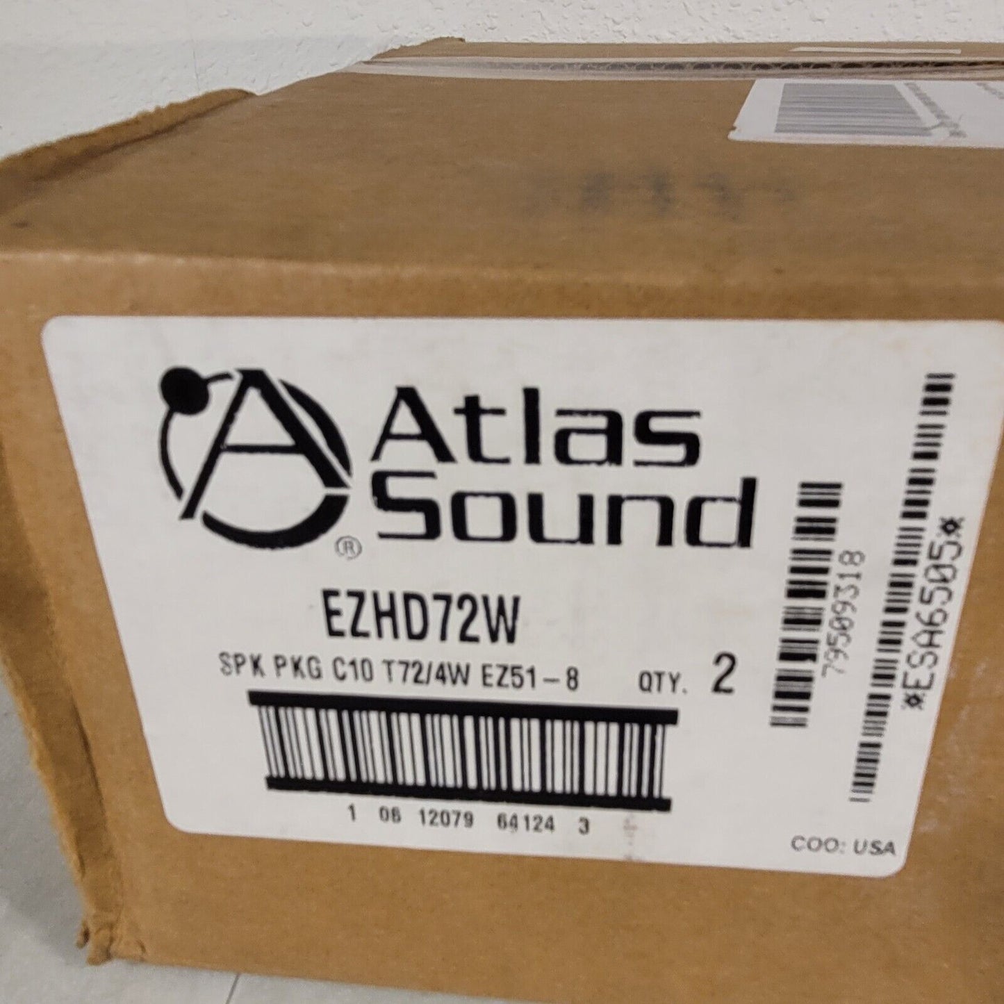 Atlas Sound EZHD72W 8" Pre-Assembled ceiling Speaker Baffle