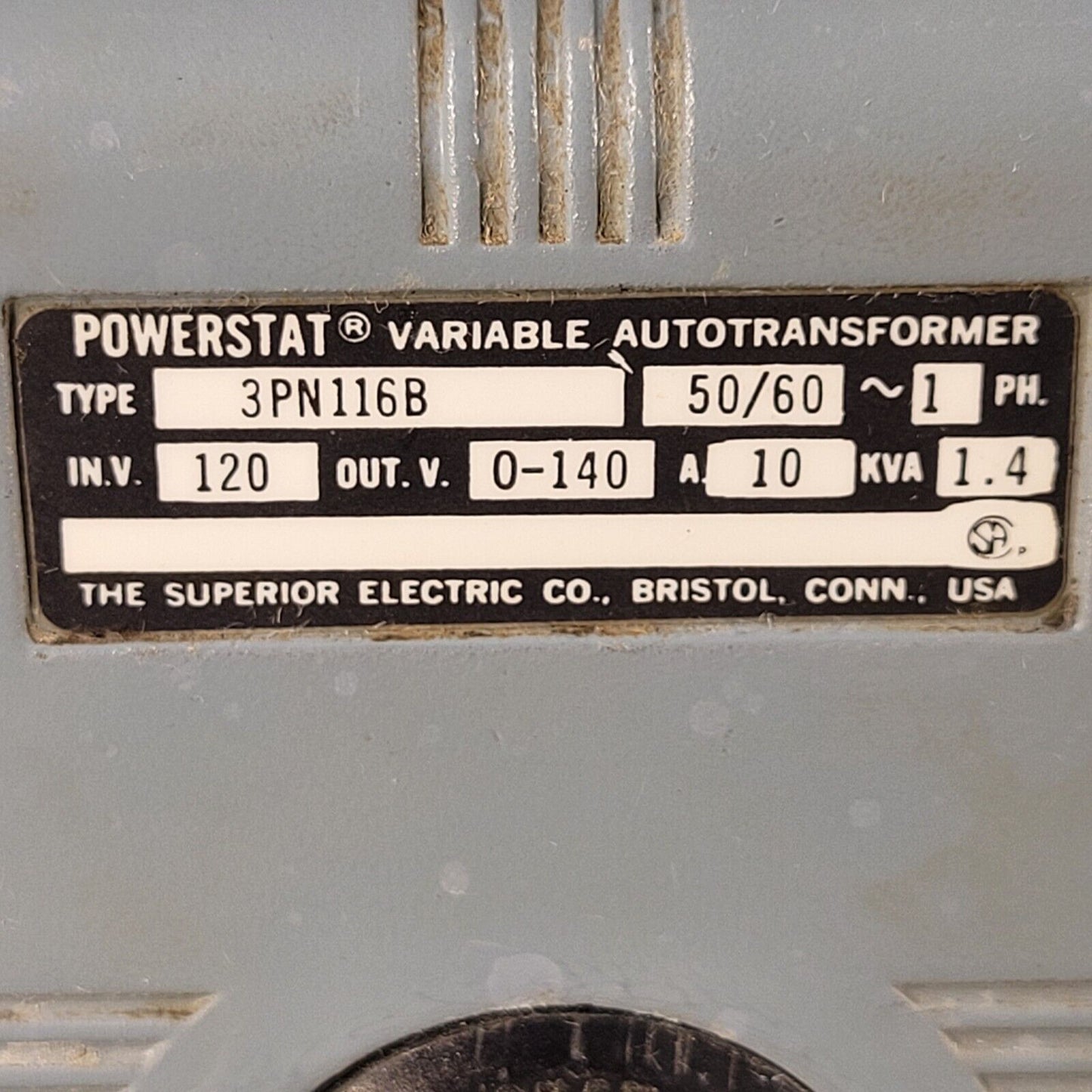 Superior Electric 3PN116B Powerstat Variable Autotransformer 0-140V Output