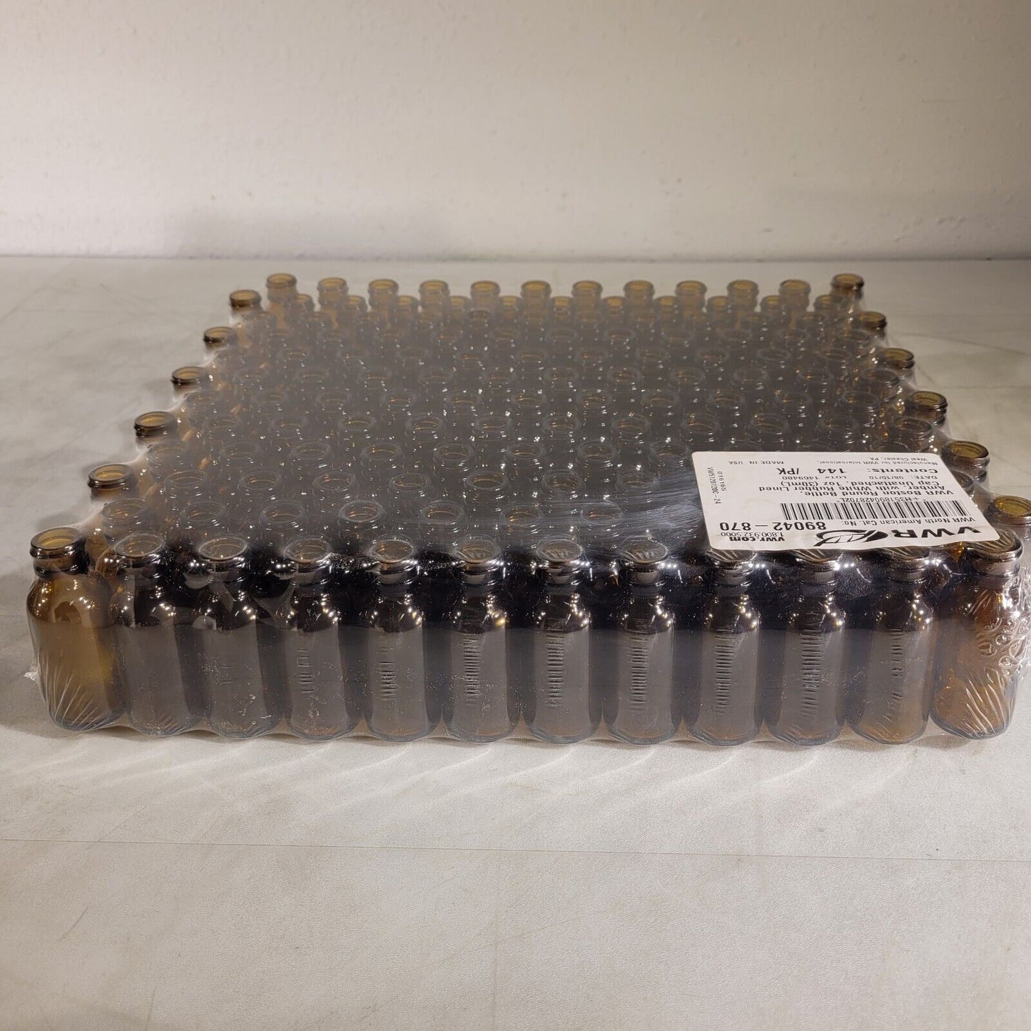 Pack Of 144 VWR 89042-870 1oz Boston Round Bottle Amber Glass 1 Dram