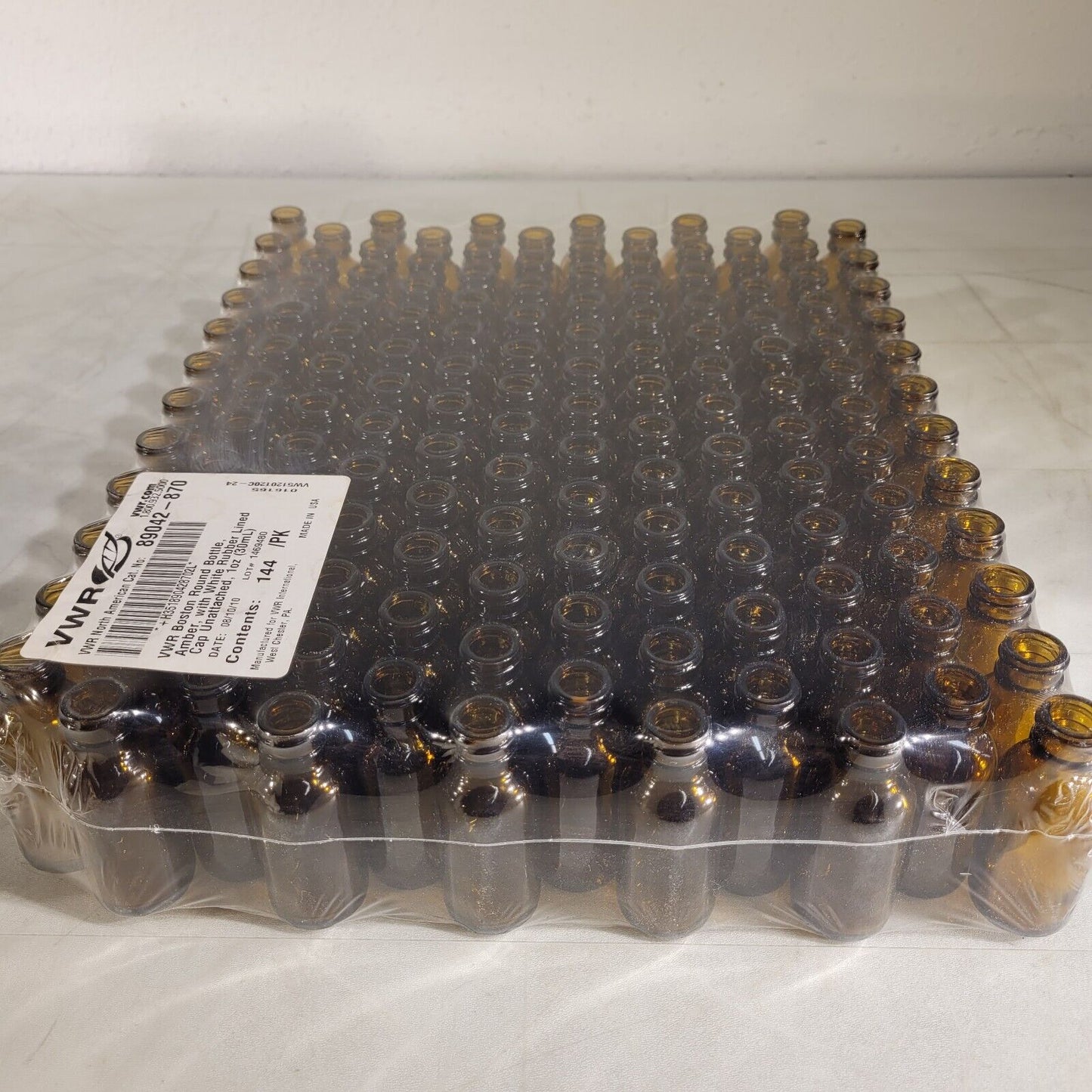 Pack Of 144 VWR 89042-870 1oz Boston Round Bottle Amber Glass 1 Dram