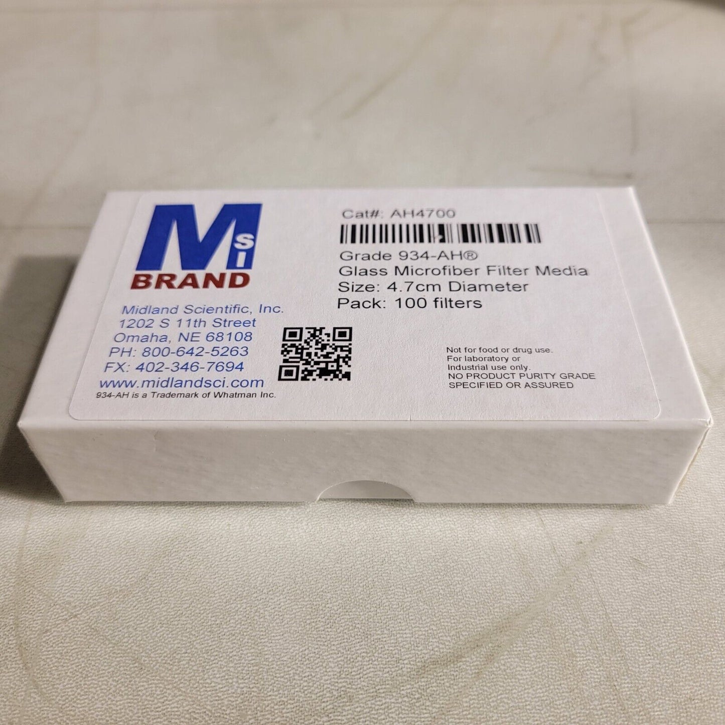 Midland Scientific AH4700 Glss Microfiber Filter Media Grade 934-AH 100 Pack