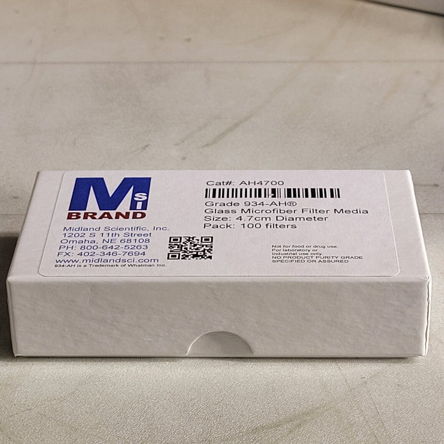 Midland Scientific AH4700 Glss Microfiber Filter Media Grade 934-AH 100 Pack