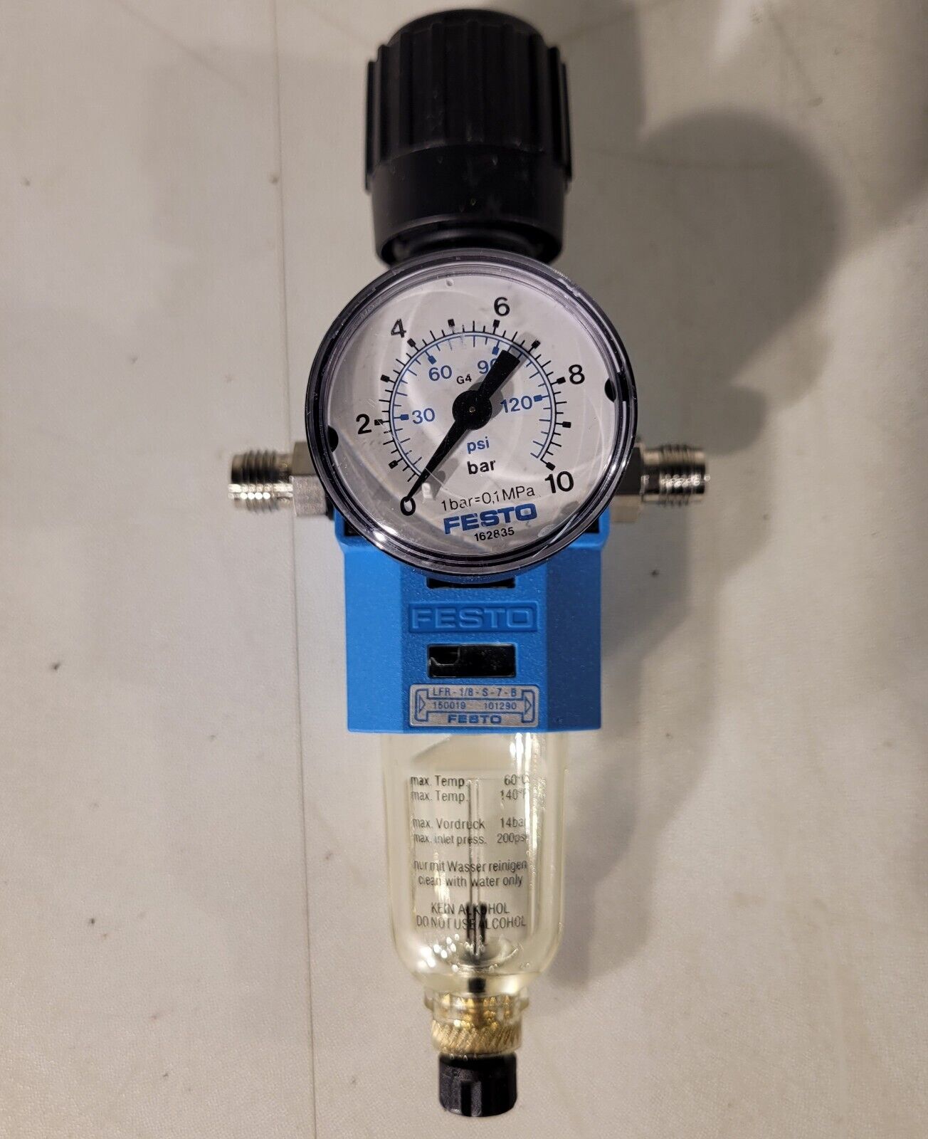 Festo LFR-1/8-S-7-B Filter Regulator 10 Bar Gauge Max 200psi Max Temp 140F