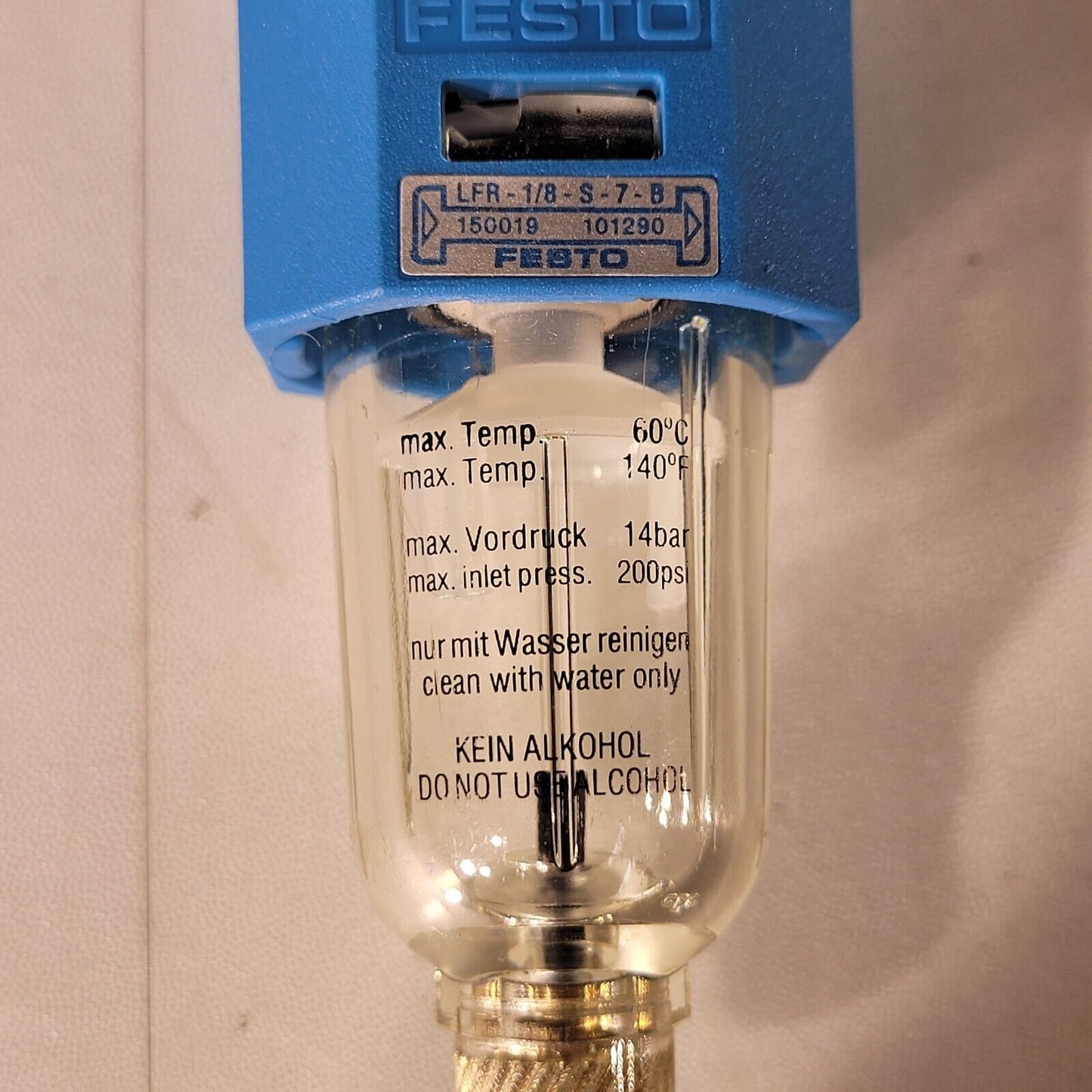 Festo LFR-1/8-S-7-B Filter Regulator 10 Bar Gauge Max 200psi Max Temp 140F