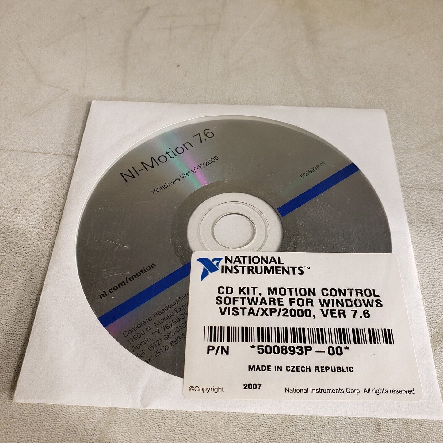 National Instruments 500893P-00 Motion Control Software Ver 7.6