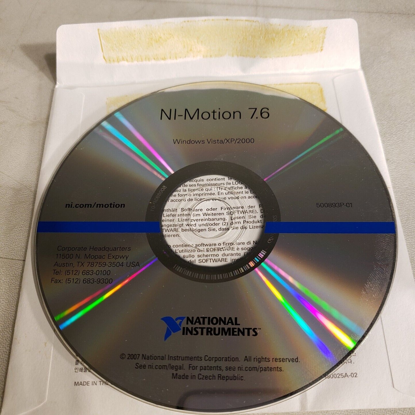 National Instruments 500893P-00 Motion Control Software Ver 7.6
