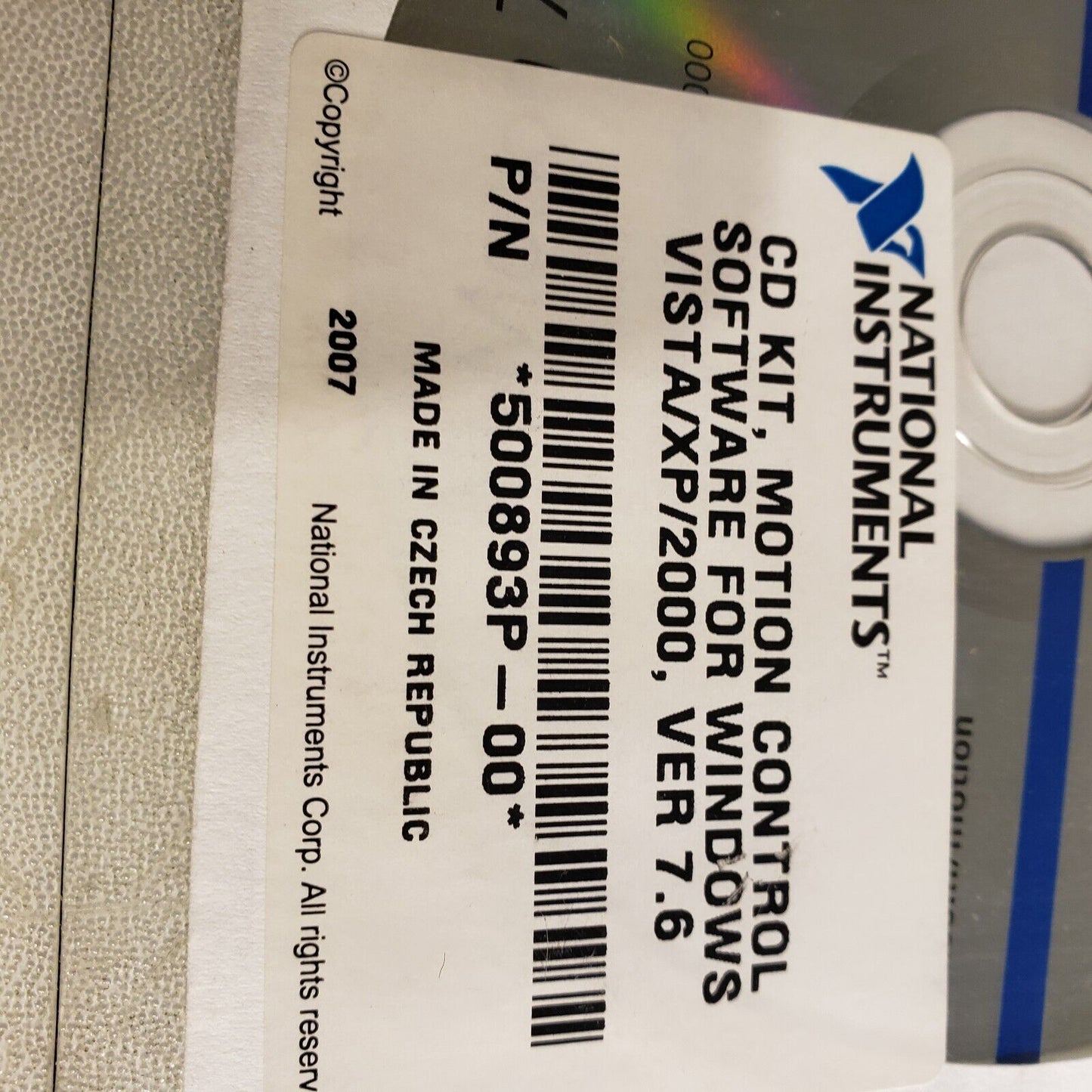 National Instruments 500893P-00 Motion Control Software Ver 7.6