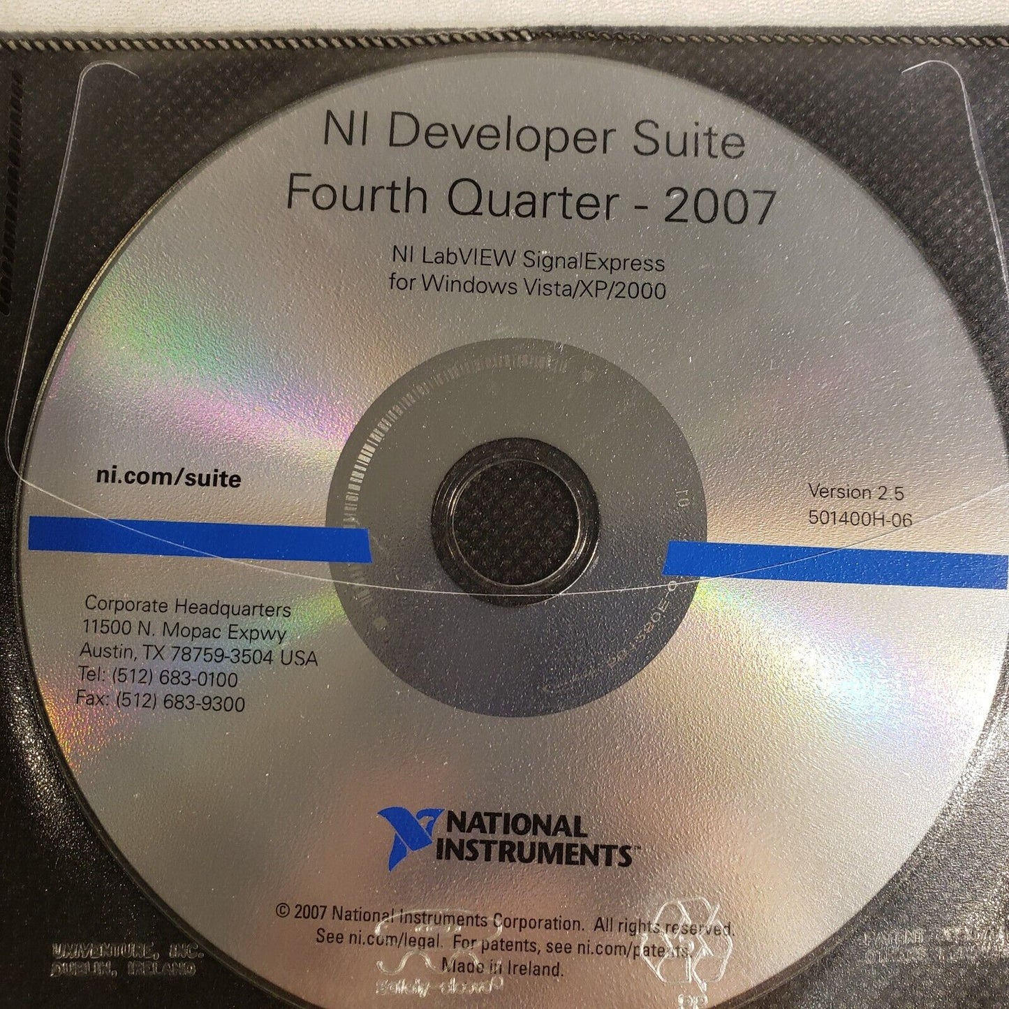 NI 501400H-06 Developer Suite Fourth Quarter 2007 LabVIEW SignalExpress 2.5 DVD