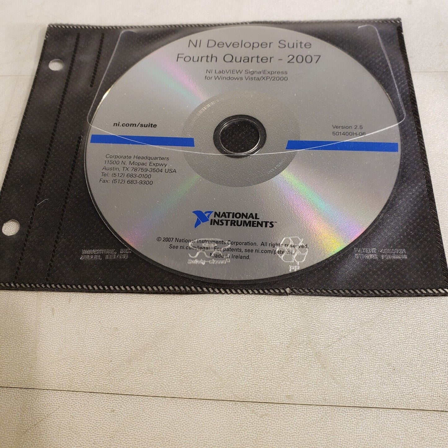 NI 501400H-06 Developer Suite Fourth Quarter 2007 LabVIEW SignalExpress 2.5 DVD