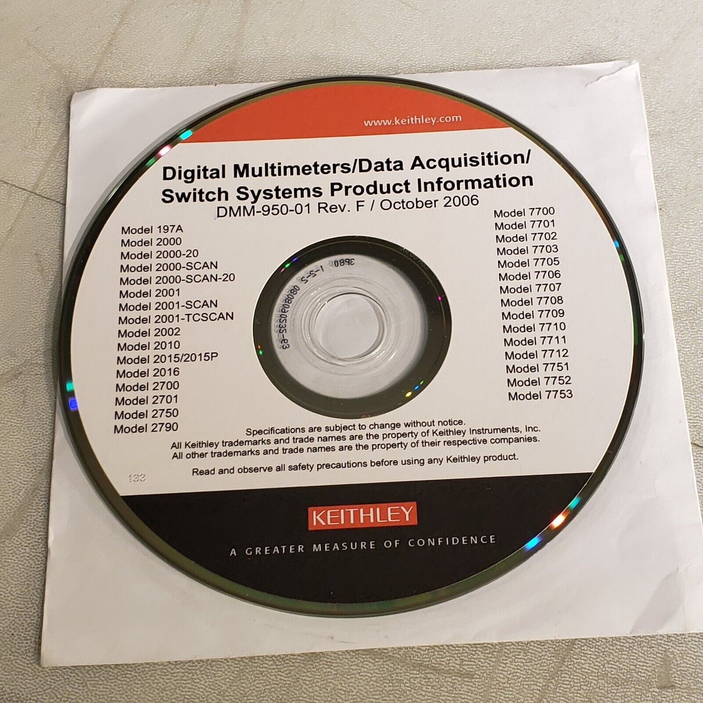 Keithley DMM-850-01 Rev F Digital Multimeter Data Acquisition Switch Systems