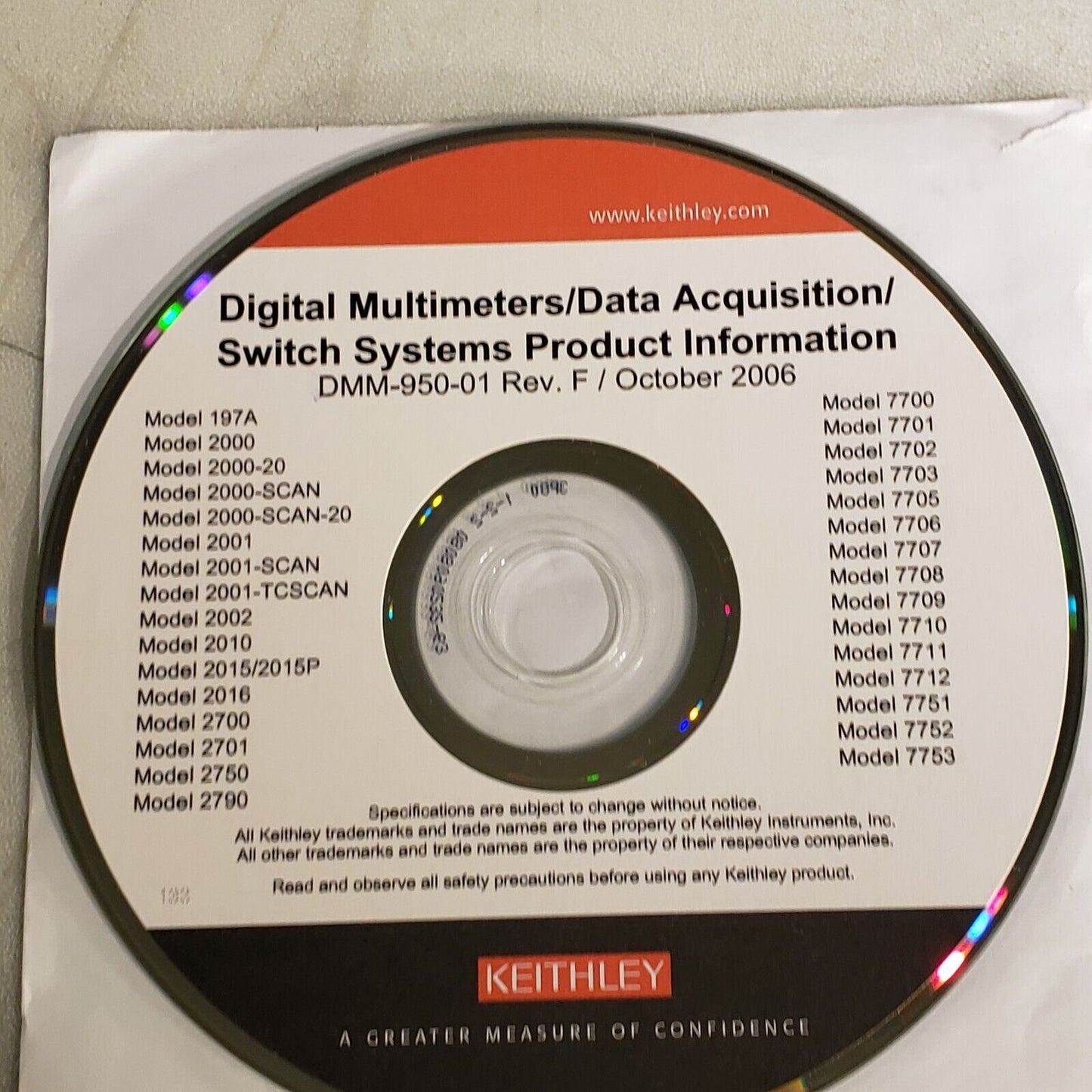 Keithley DMM-850-01 Rev F Digital Multimeter Data Acquisition Switch Systems