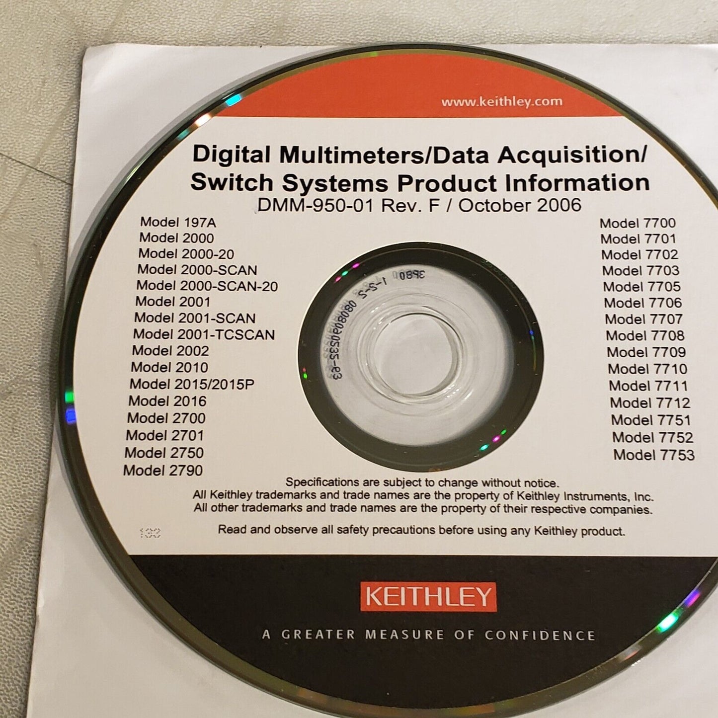 Keithley DMM-850-01 Rev F Digital Multimeter Data Acquisition Switch Systems