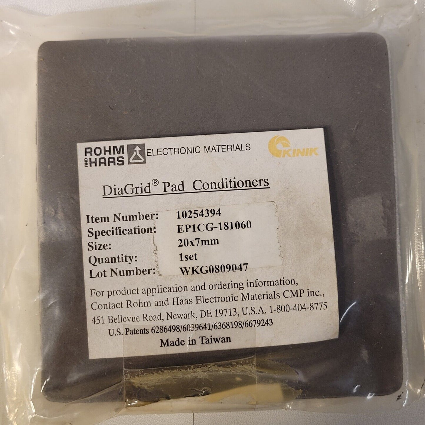 Kinik EP1CG-1811060 Pack Of 20 DiaGrid Pad Conditioners Size 20x7mm 10254394