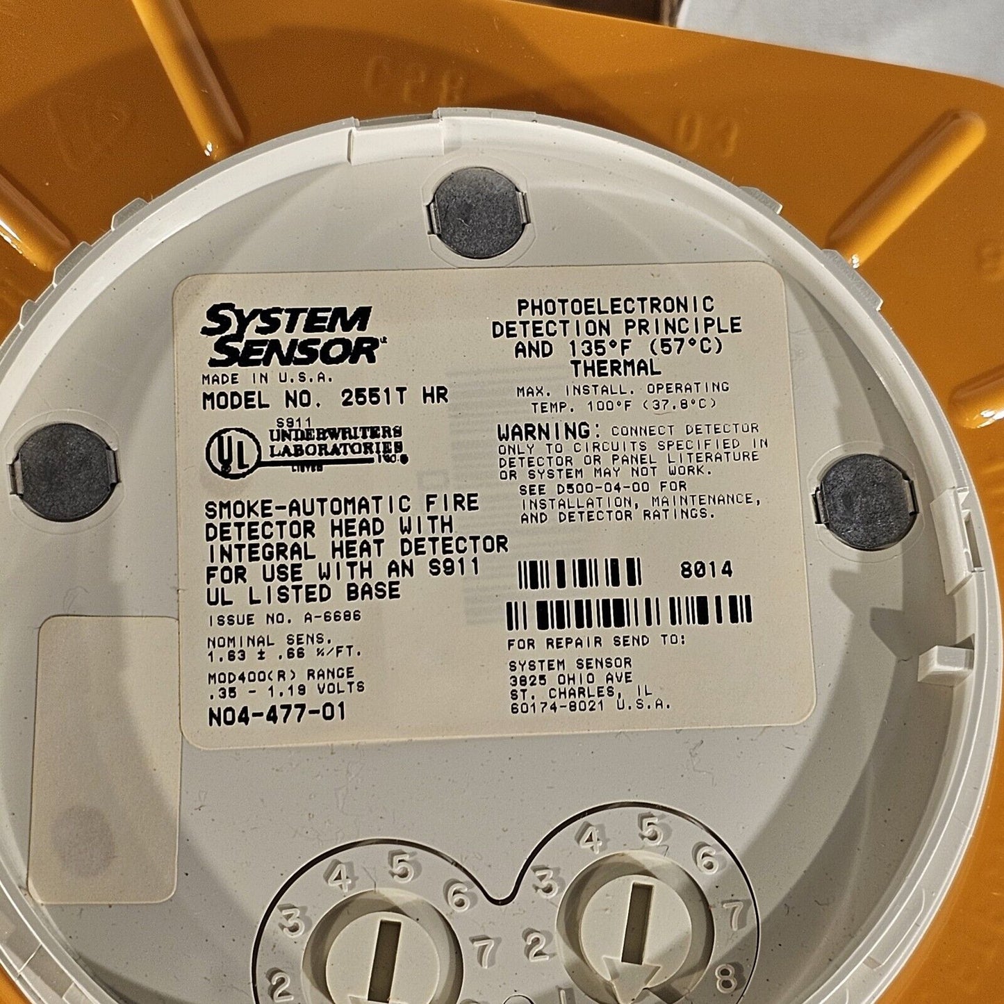 System Sensor 2551THR Photoelectric Smoke Detector w/ Heat ATD Honeywell