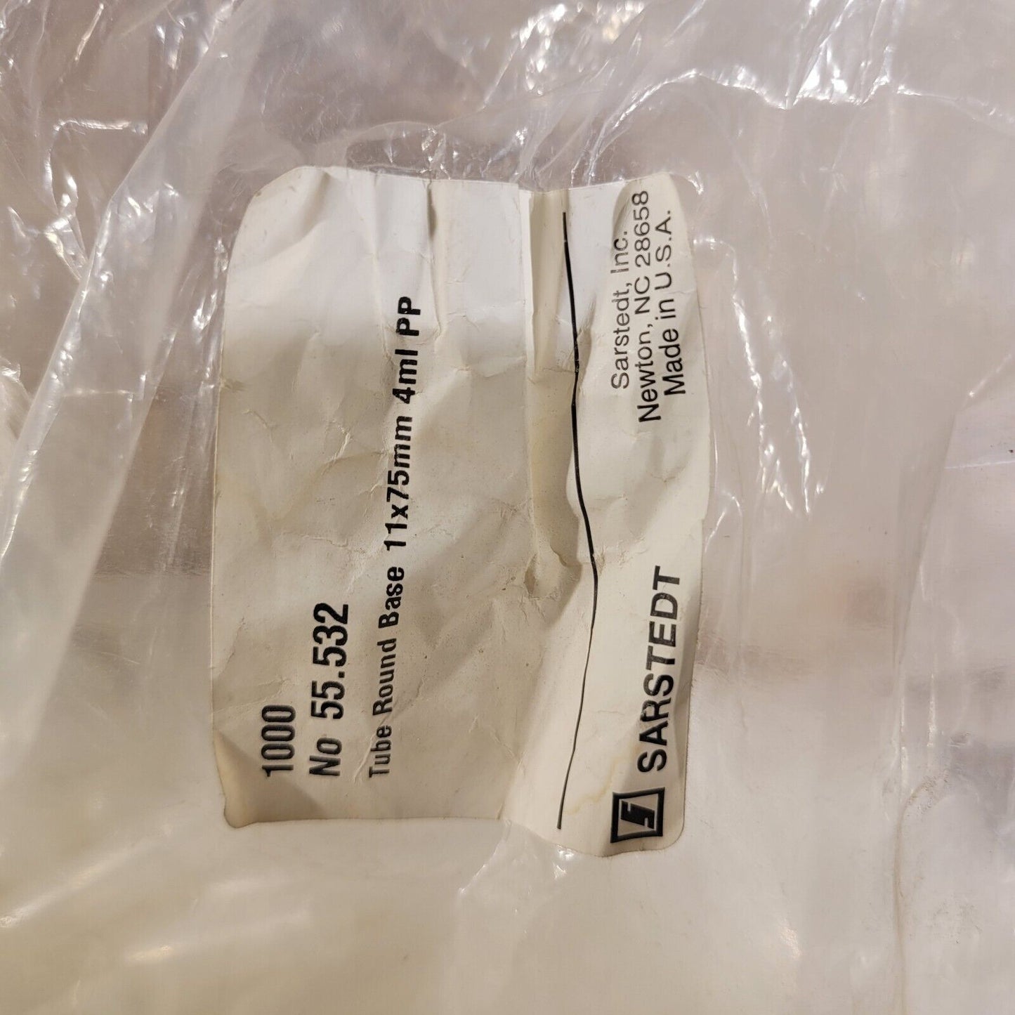 Sarstedt 55.532 Tubes 11×75mm 4ml PP w/ Approx. 400 Lids, Approx. 1000 Tubes