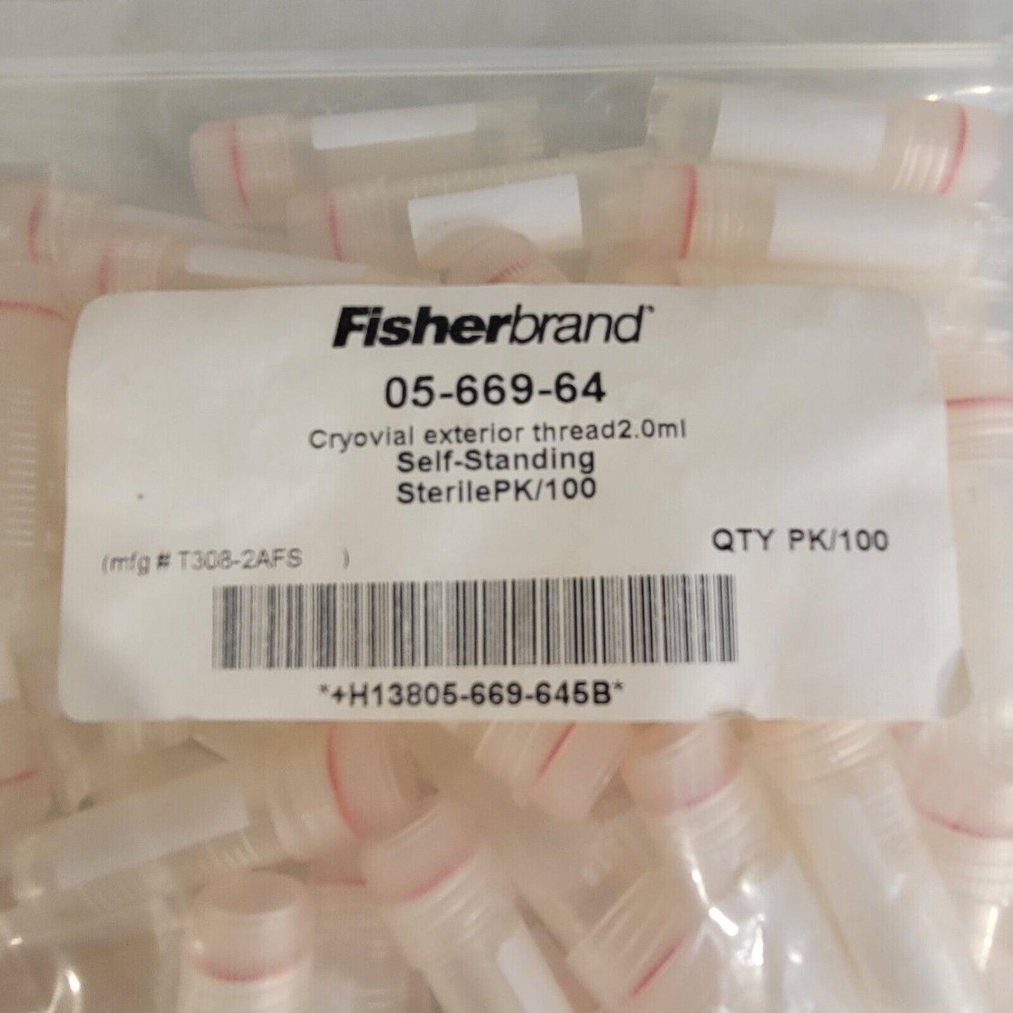Fisherbrand 05-669-64 Cryovial Extender Thread 2ml Self Standing 100 Qty