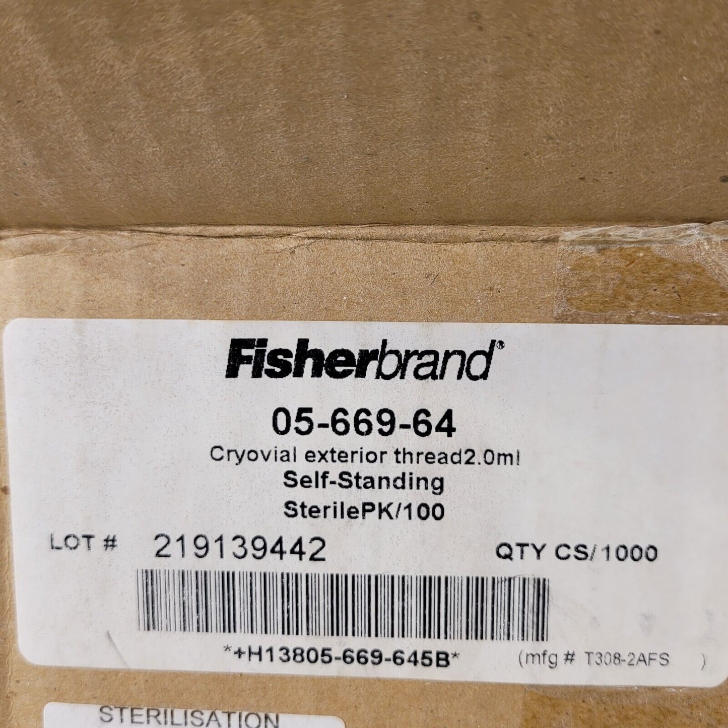 Fisherbrand 05-669-64 Cryovial Extender Thread 2ml Self Standing 100 Qty